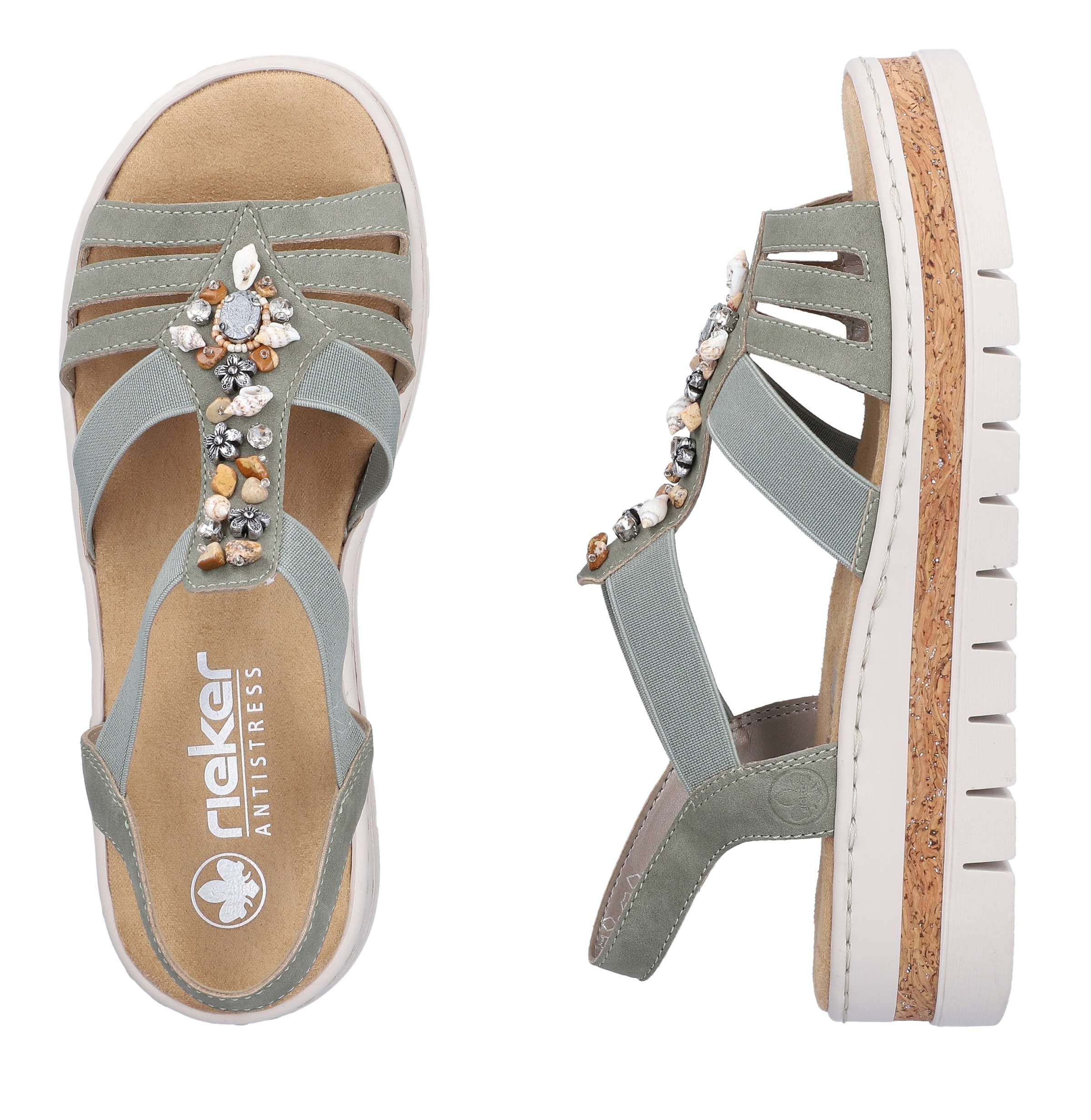 Rieker Keilsandalette  Keilsandalette, Plateausandale, Sommerschuh mit Verzierung