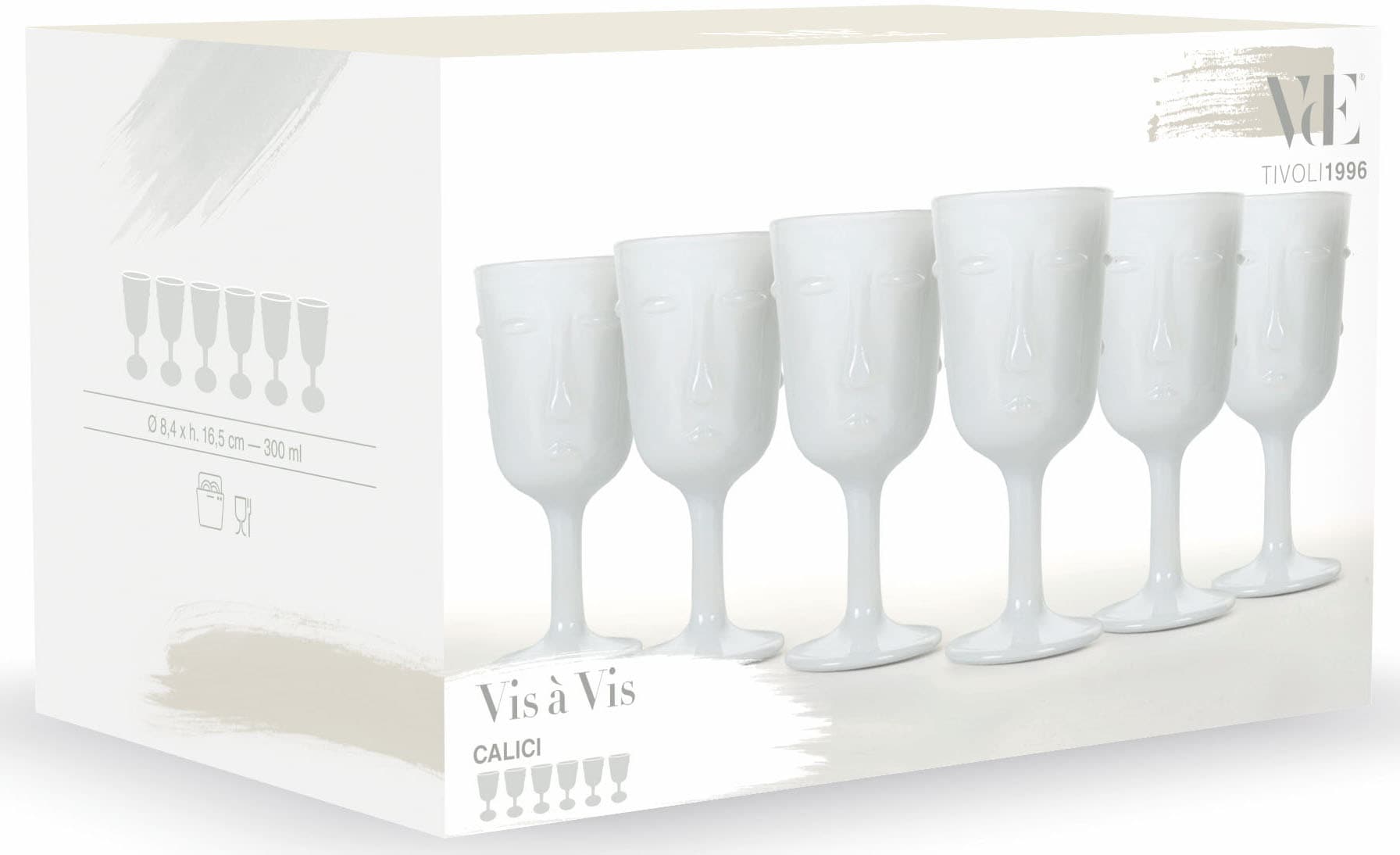Villa d'Este Weinglas »Vis à Vis weiß«, (Set, 6 tlg.), Gläser-Set, 6-teilig, Inhalt 300 ml