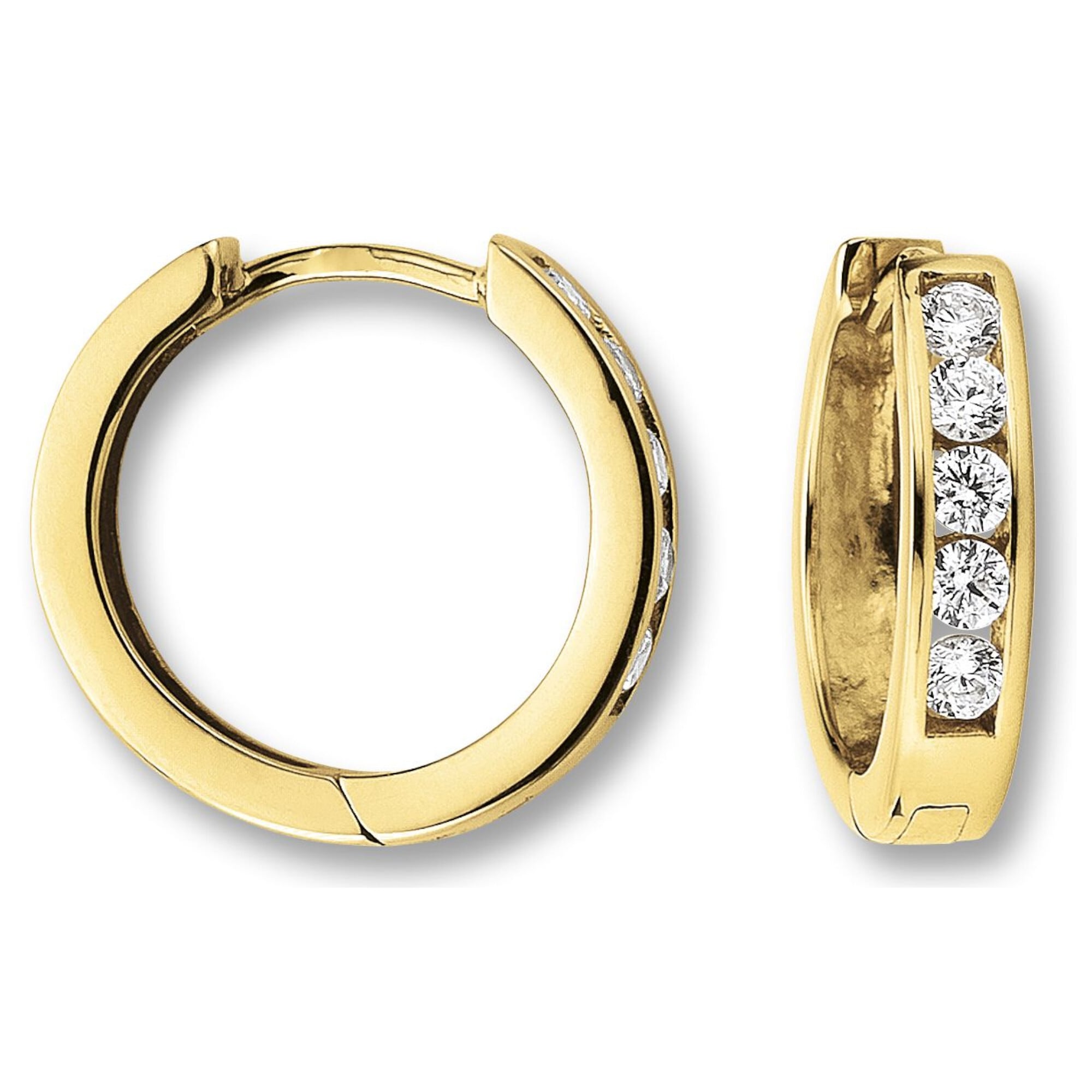 ONE ELEMENT Paar Creolen »Zirkonia Ohrringe Creolen aus 333 Gelbgold« Damen Gold Schmuck