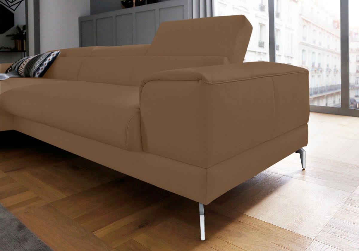 W.SCHILLIG Ecksofa »piedroo, Designsofa mit tollem Sitzkomfort, bequem und elegant, L-Form«, Kopfteilverstellung, wahlweise mit Sitztiefenverstellung, Breite 303cm