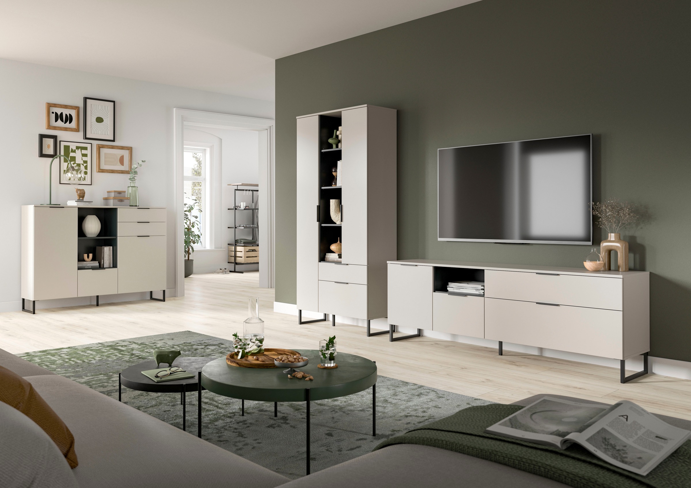 INOSIGN Mehrzweckschrank »Adio, Stauraumtype, 90 cm Breite«, (1 St.), Adio, Stauraumtype, Kashmir NB, 4 offene Fächer, 2 Türen, 1 Klappe