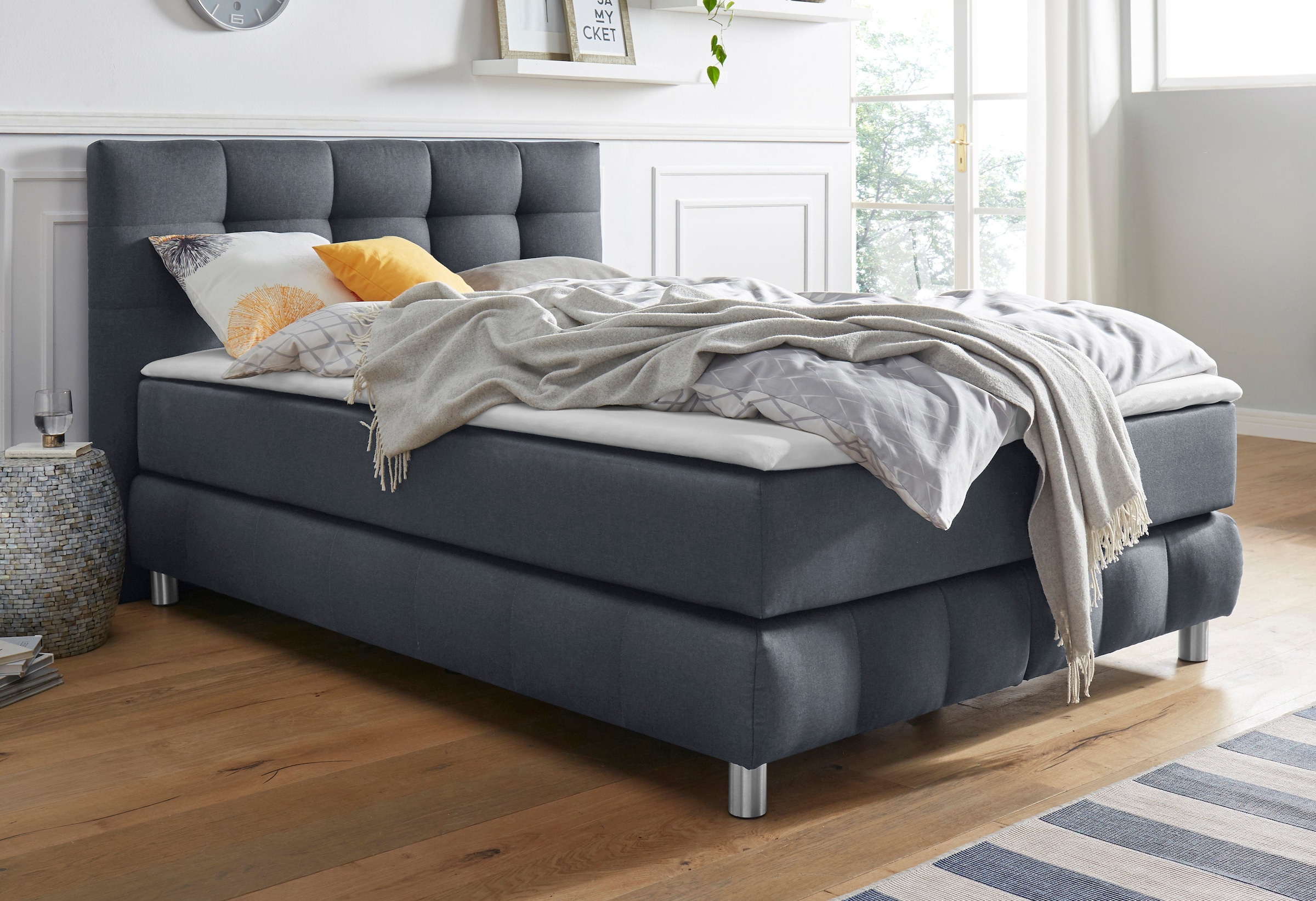 Home affaire Boxspringbett "Salo XXL" in Samtoptik oder Struktur, 6 Breiten günstig online kaufen