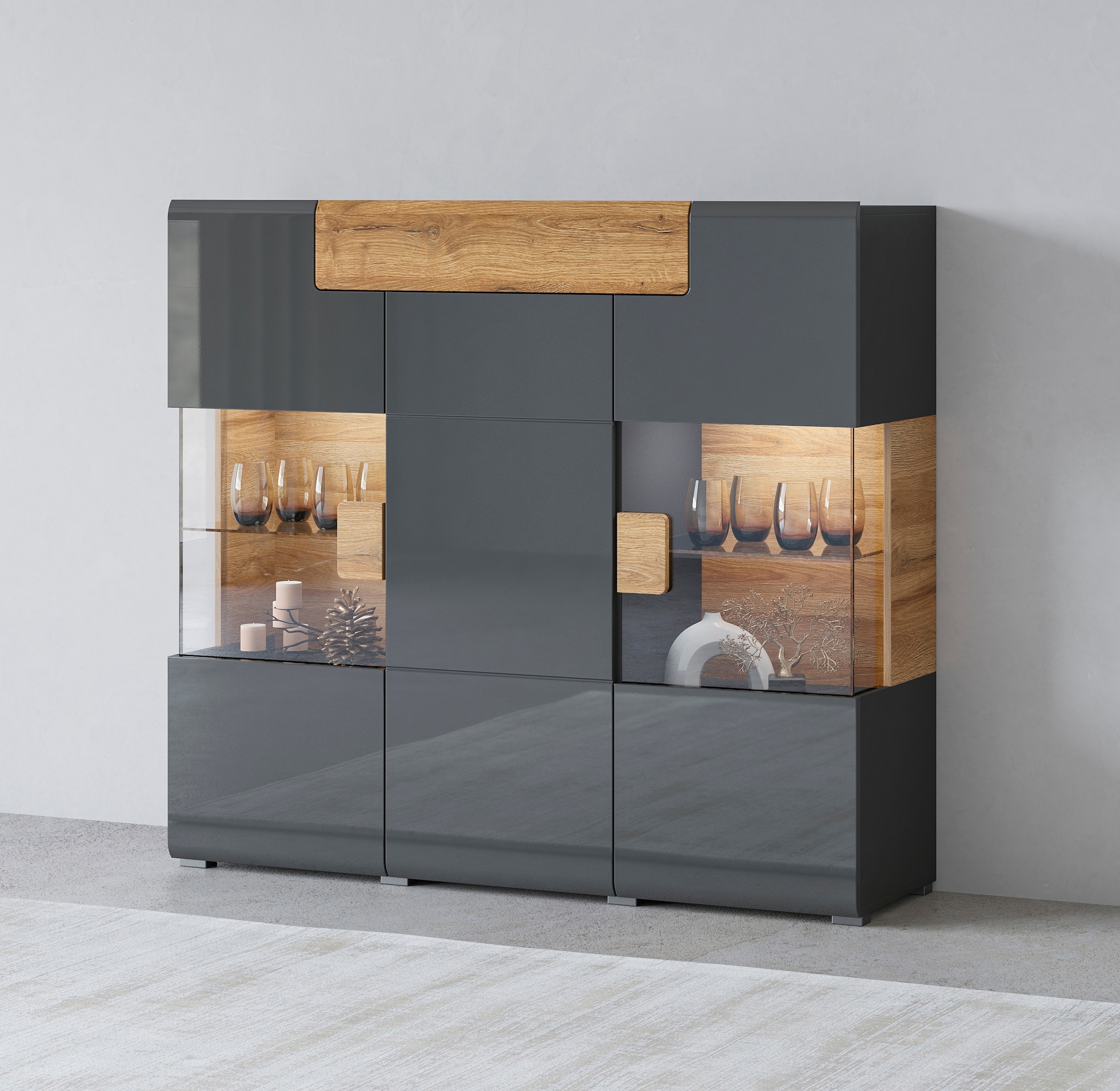 OTTO home Highboard "Toledo,Breite 147,5cm,trendige Hochkommode mit 3Türen günstig online kaufen