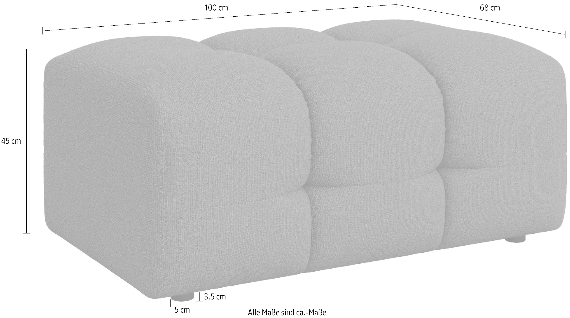 INOSIGN Polsterhocker »Manilla, trendige Steppung, passend zur Serie, B/T/H 100/68/45 cm«, mit Wellenunterfederung, in verschiedenen Materialien und Farben