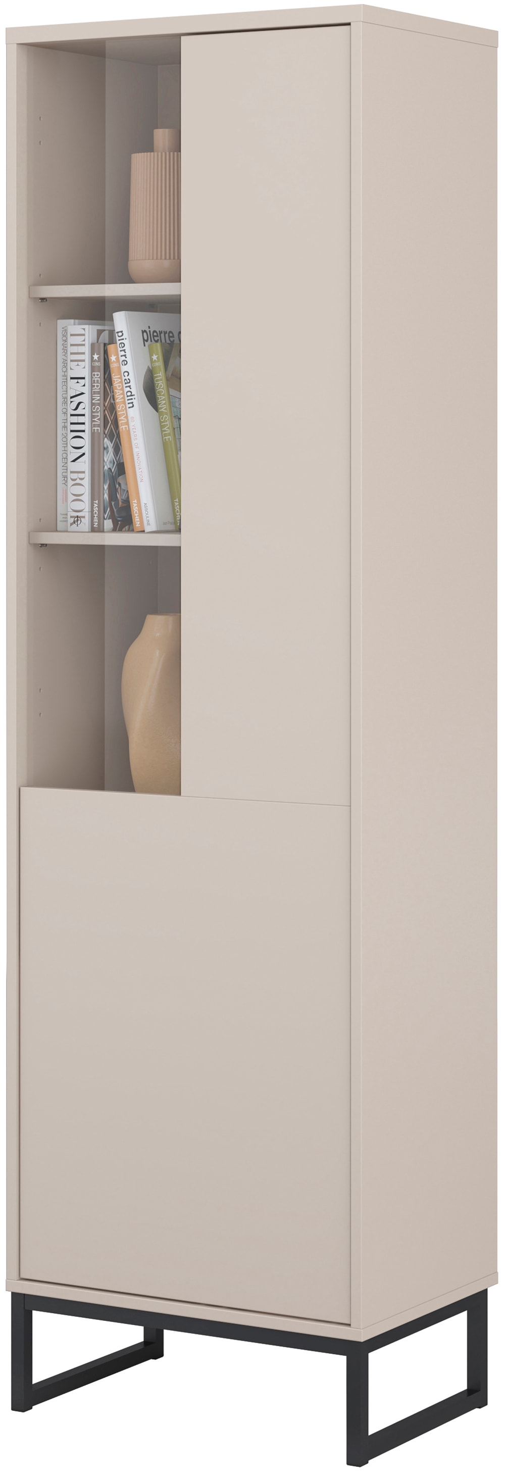 Home affaire Vitrine »Loft, Höhe 181 cm, moderne Standvitrine mit Glastür, Metallkufen« Hochschrank mit viel Stauraum, Glastür und verstellbaren Einlegeböden