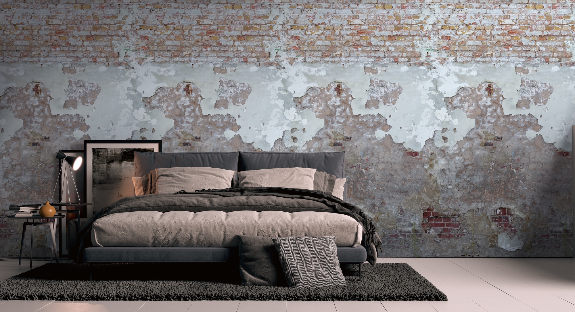 living walls Fototapete "Steinwand Fototapete" matt glatt Tapete Steinoptik Stein-Tapete Loft Industrial Used Look