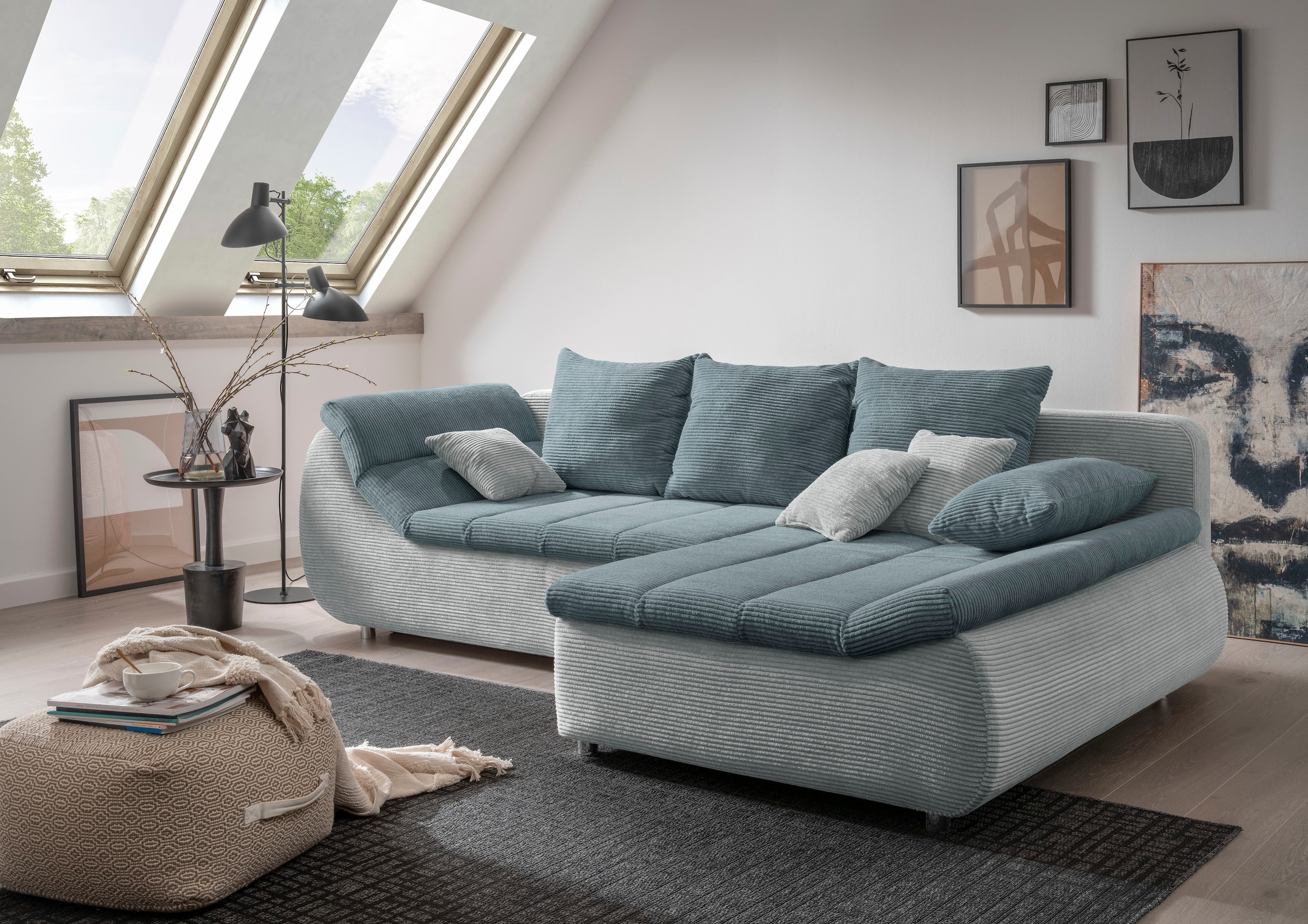 INOSIGN Ecksofa "Imola elegant und bequem, aktuelle Steppung im Sitz, L-For günstig online kaufen