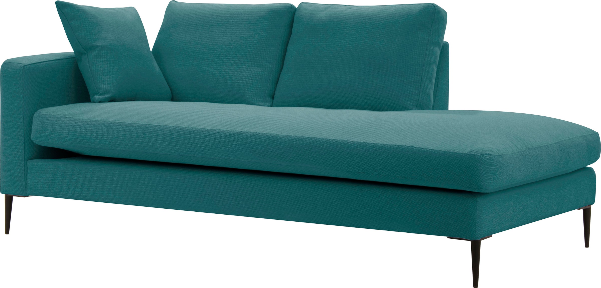 Leonique Recamiere »Cozy Chaiselongue, Maße B/T/H: 195/97/80 cm«, mit losen Kissen und Metallbeinen, Armlehne links oder rechts wählbar
