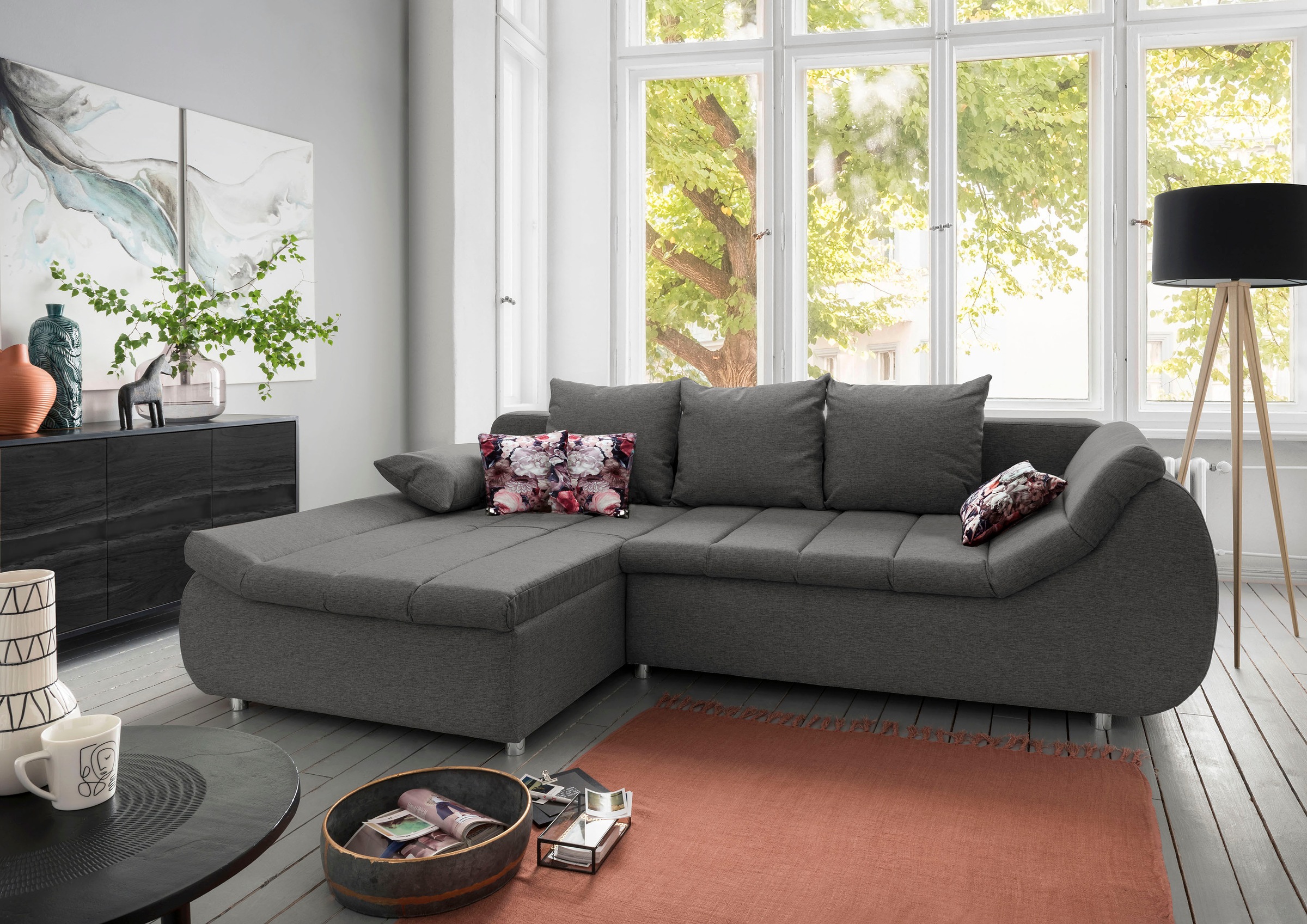 Home affaire Ecksofa "Imola elegant, Breite 270cm, moderne Sitzsteppung, bequem, L-Form" auch mit Bettfunktion und Bettkasten
