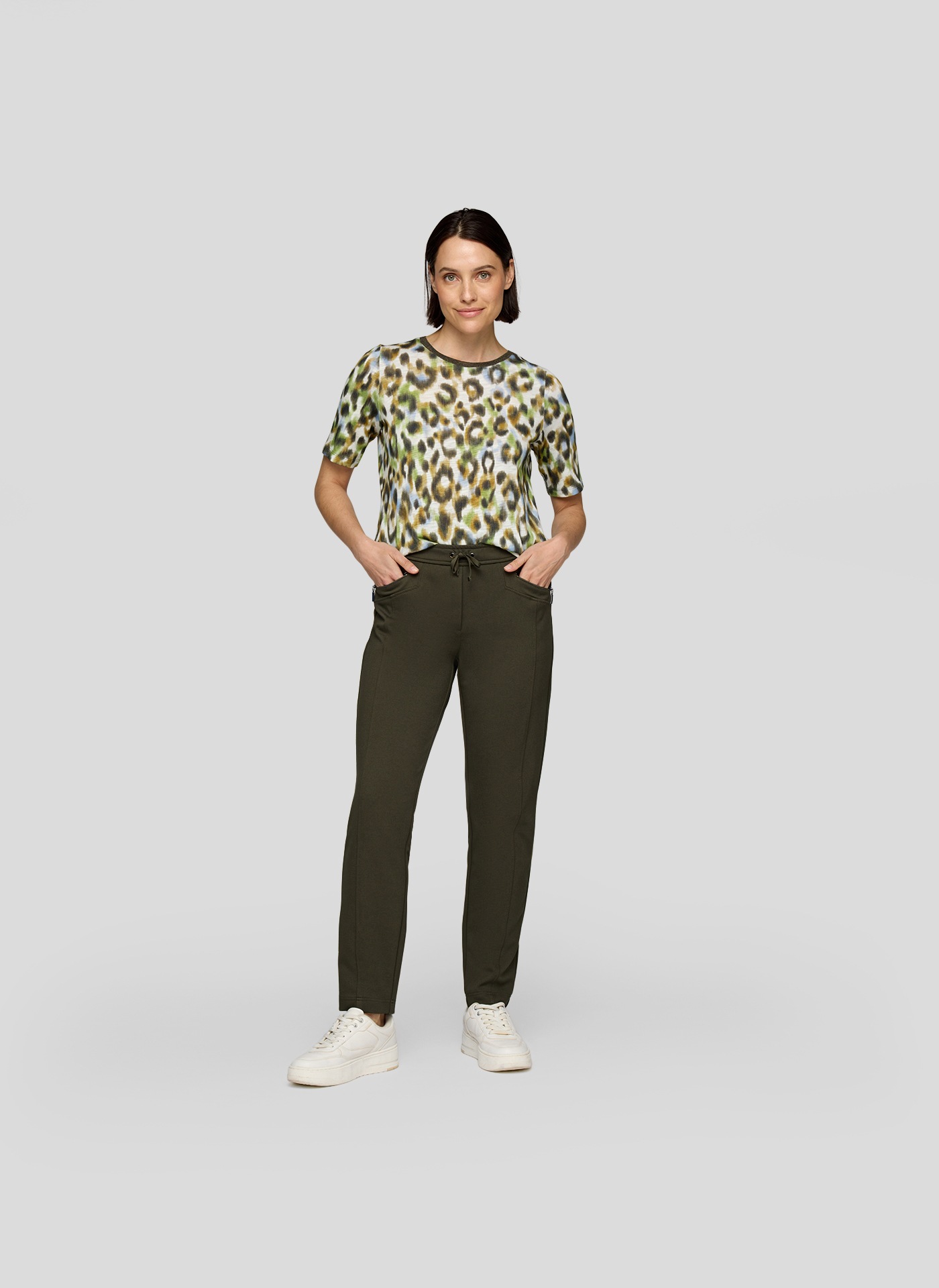 Rabe Kurzarmshirt, im Leo-Look
