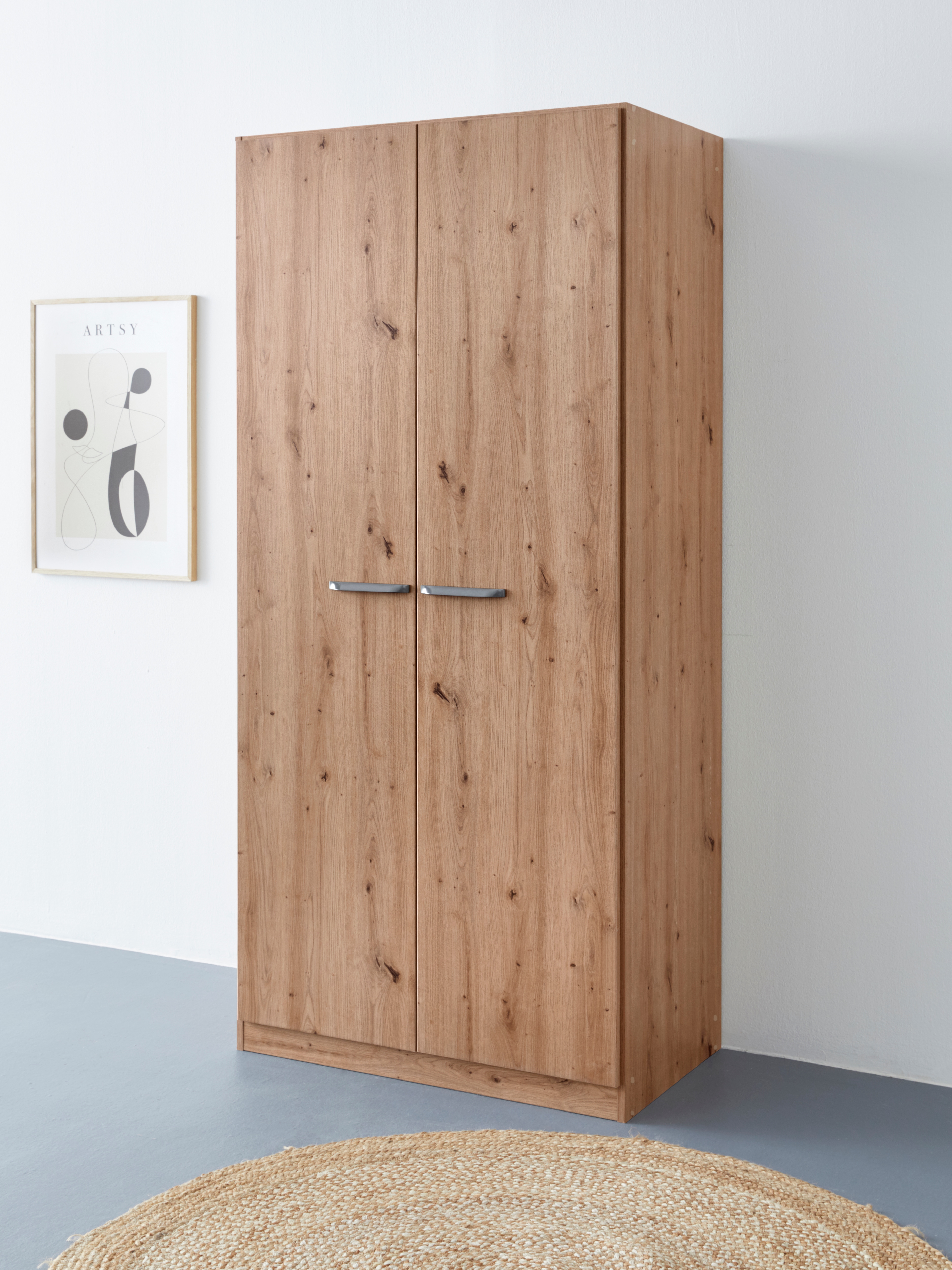 rauch Drehtürenschrank "Kleiderschrank Schrank Garderobe Wäscheschrank VANDOR" in drei Breiten, Höhe 197 cm, Griffe in Graumetallic MADE IN GERMANY
