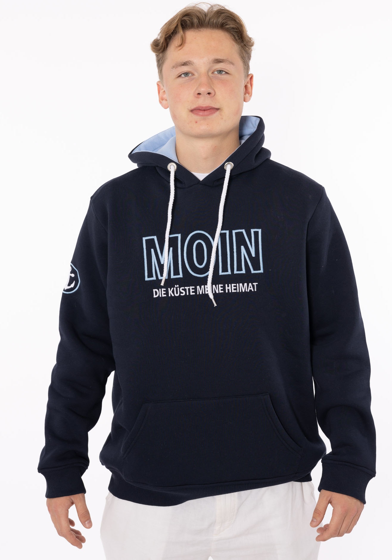 Hoodie »"Moin" Herren«, auffälliger Schriftzug und Anker am Arm