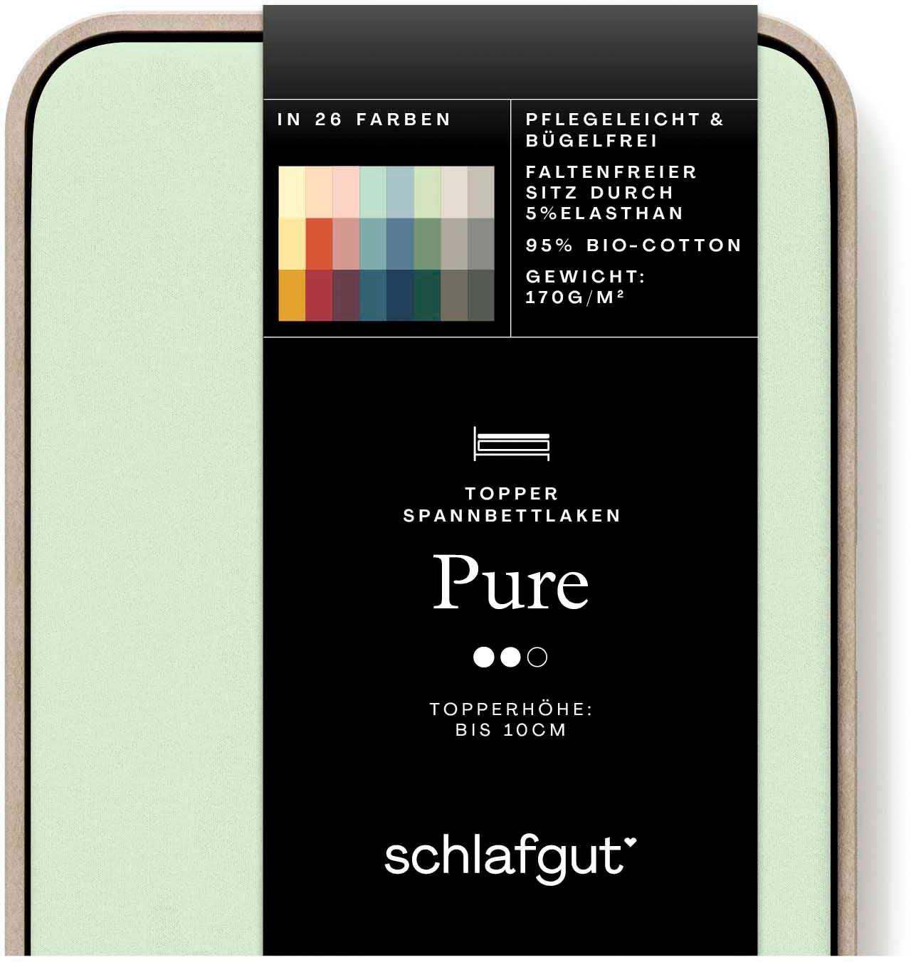 Schlafgut Spannbettlaken »PURE TOPPER in Gr. 90x200, 140x200 oder 180x200 cm, Laken für Topper«, aus 100% Bio-Baumwolle, für Matratzen bis 10 cm Höhe, Bettlaken