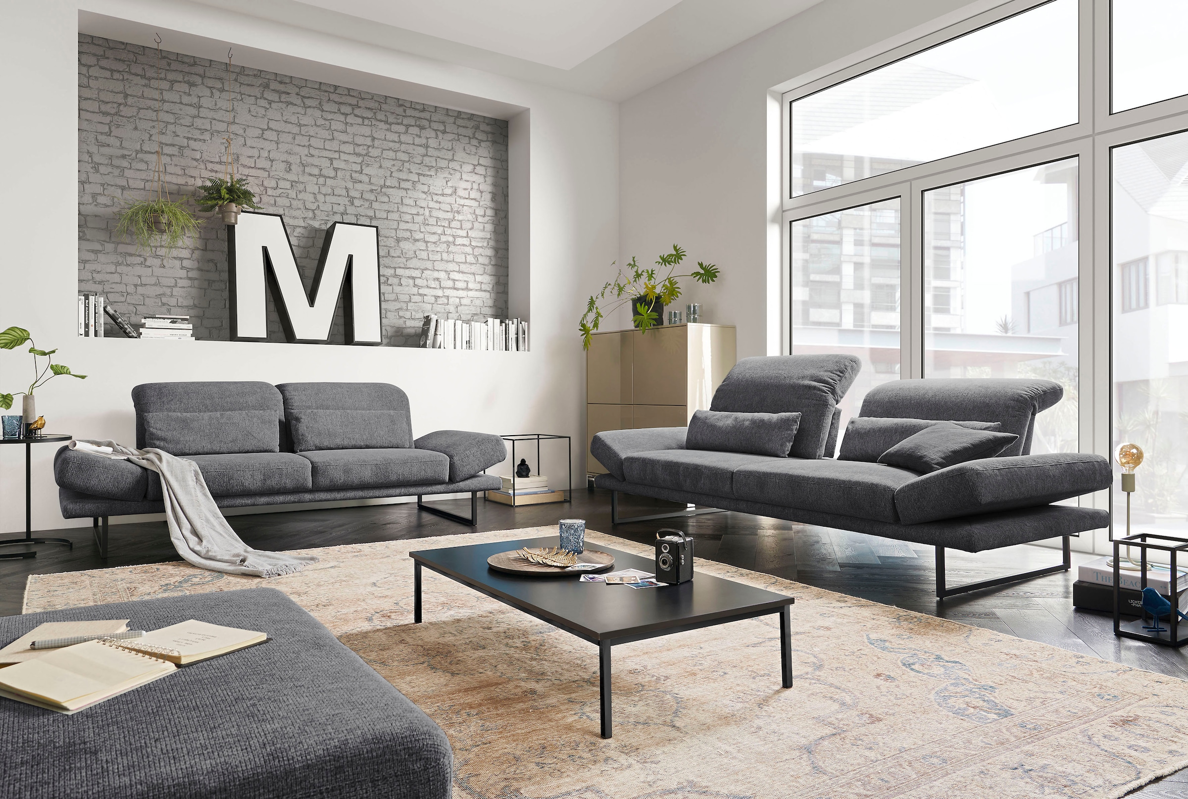 3C Candy 3-Sitzer »Mallow Designsofa mit Komfortfunktionen, modern und bequem,«, Verstellbare Armlehne und Kopfteil, manuelle Sitztiefenverstellung