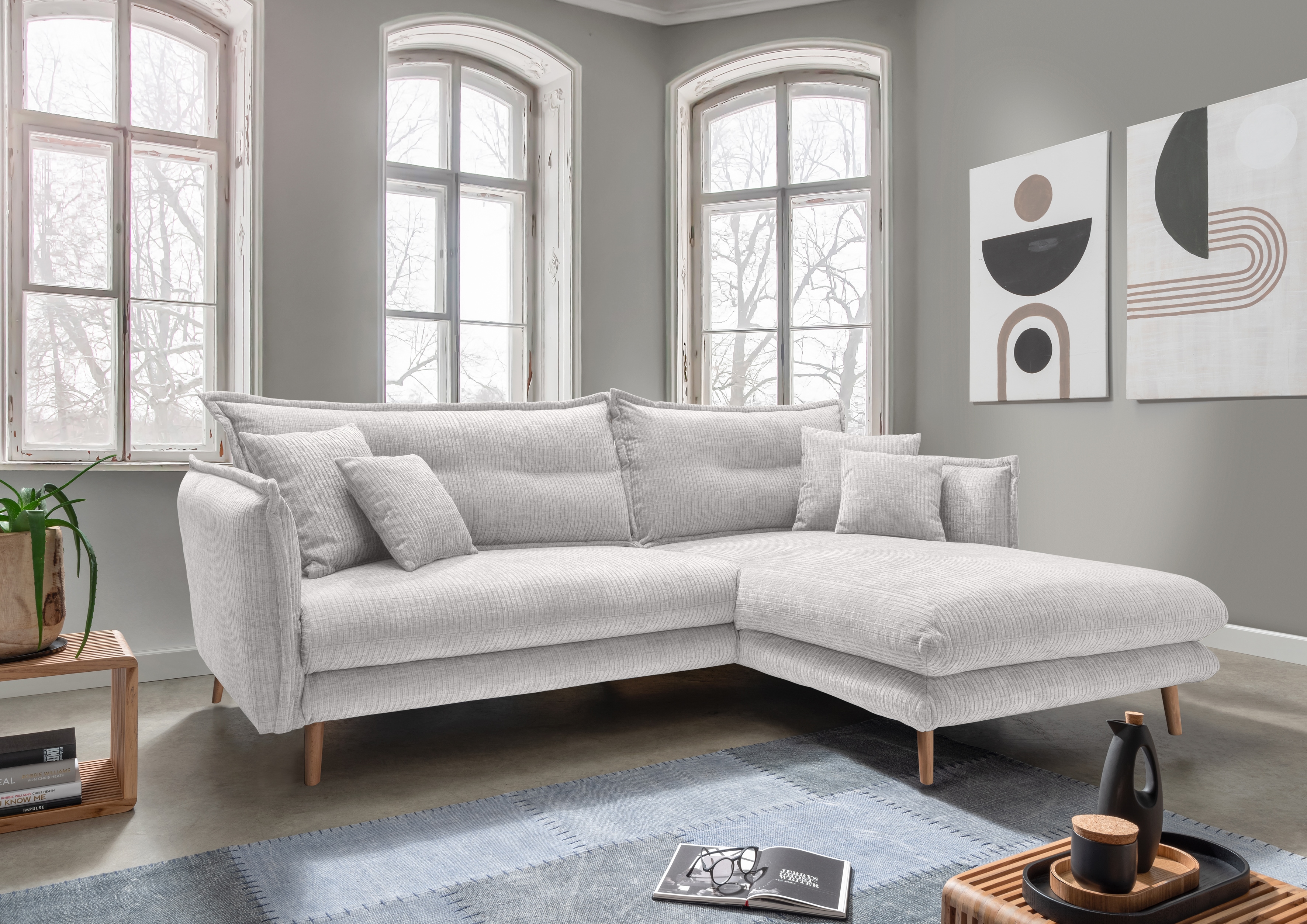Home affaire Ecksofa "Levke, 255 x 180 cm, modern und bequem" zwei verschiedene Fußfarben wählbar