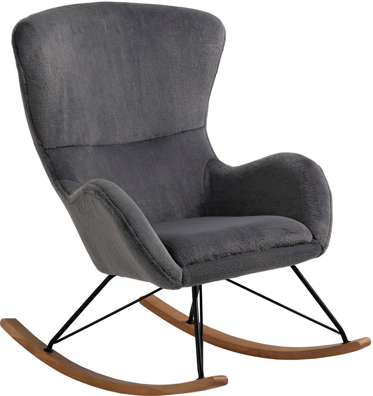 SalesFever Schaukelstuhl "Komfortabl und im Vintage-Stil" () in Lammfellopt günstig online kaufen