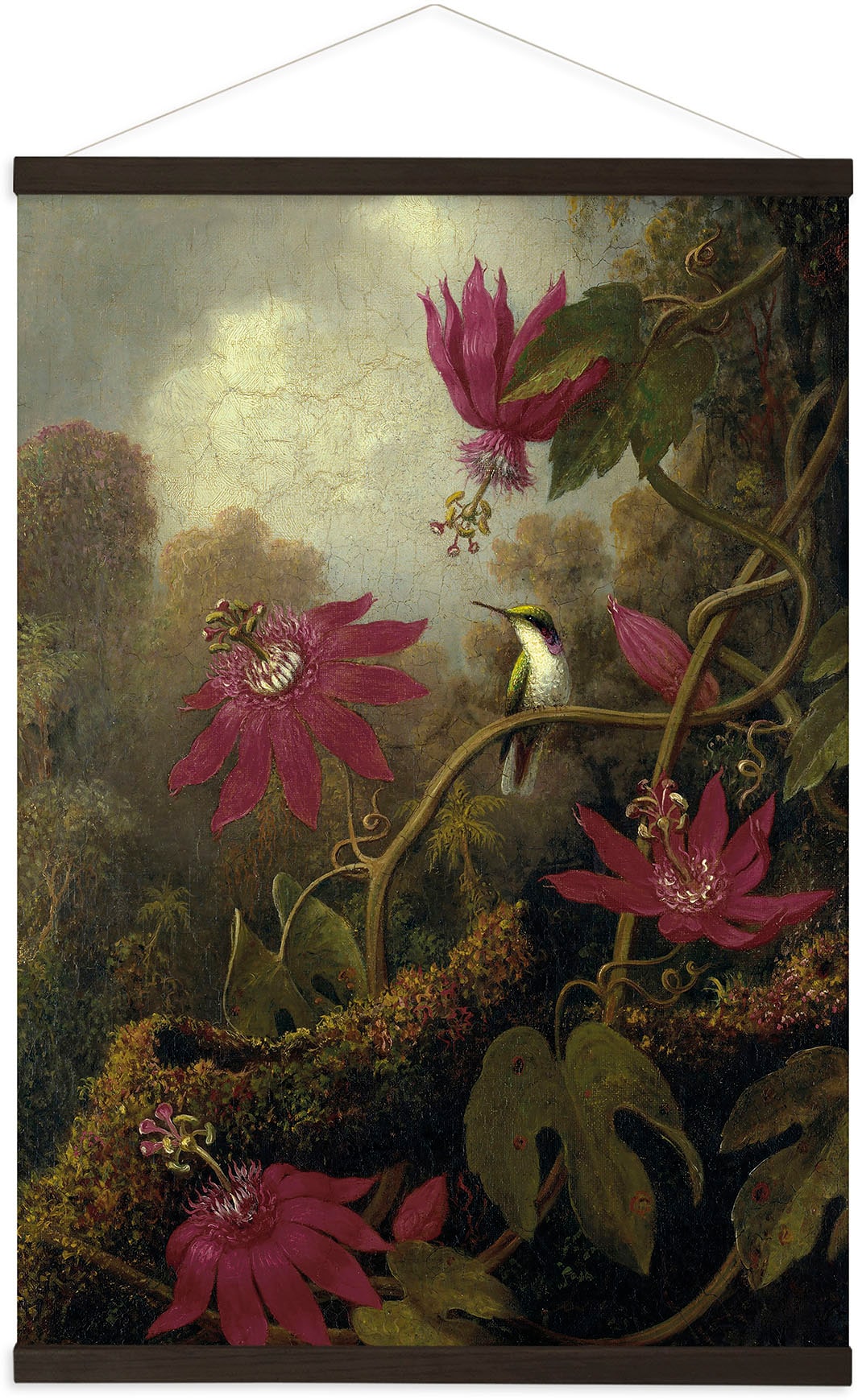 Art for the home Leinwandbild »Vogel Landschaft«, (1 St.), Luxus Kakemono Leinen Wandposter 100x70cm