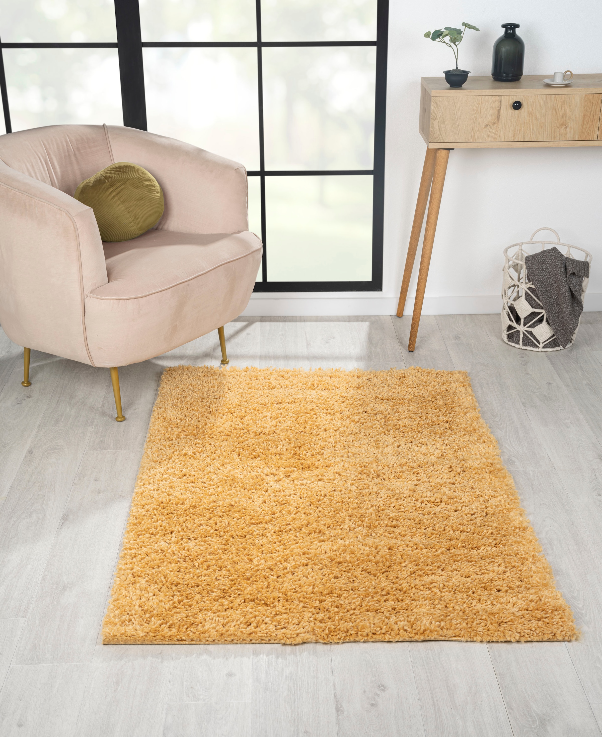 Myflair Möbel & Accessoires Hochflor-Teppich »My Shaggy«, rechteckig, 37 mm Höhe, Shaggy, Uni-Farben, leicht glänzend, Microfaser, extra flauschig