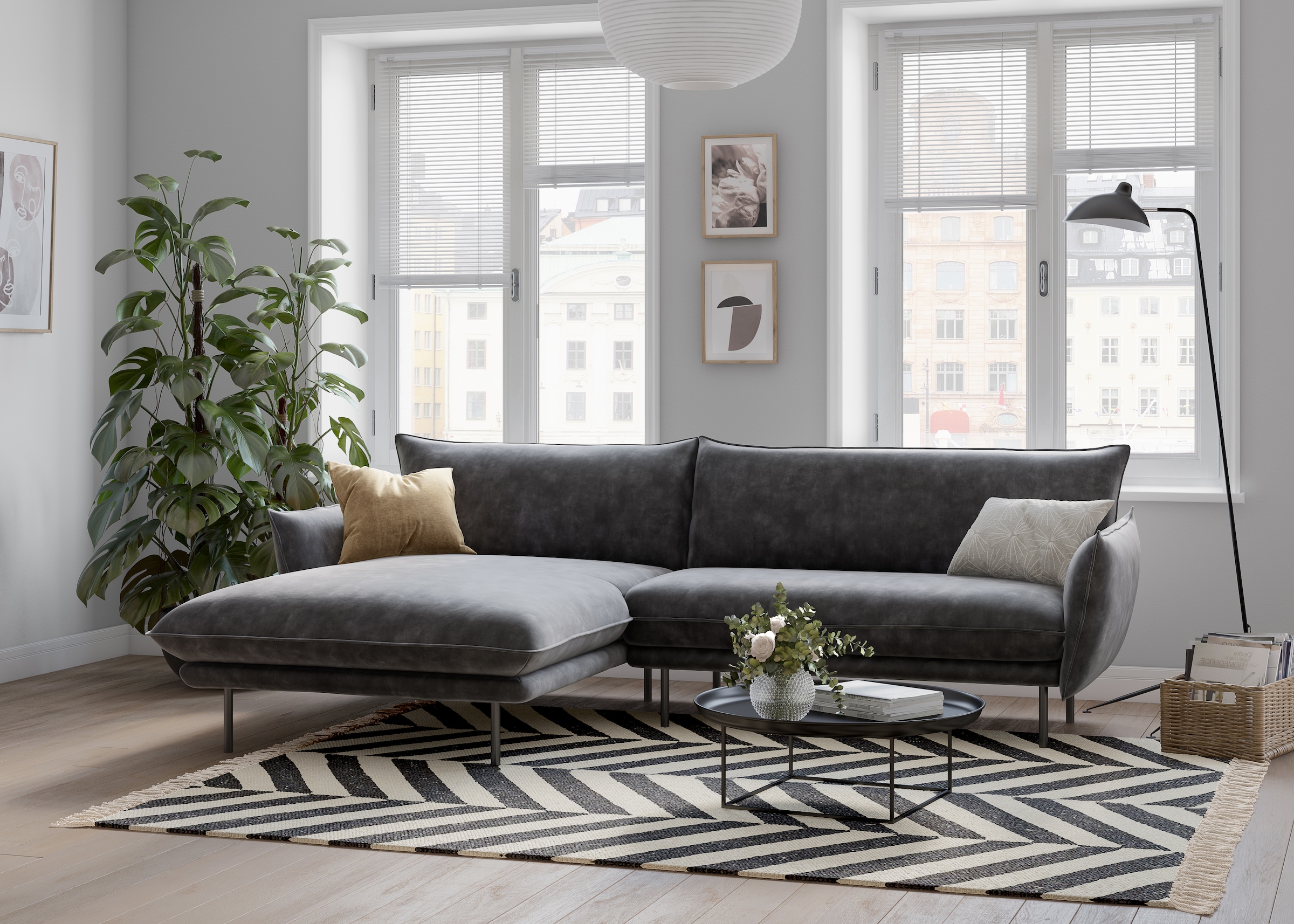OTTO home Ecksofa "Stine L-Form" Besonderes Design durch Kissenoptik und Keder