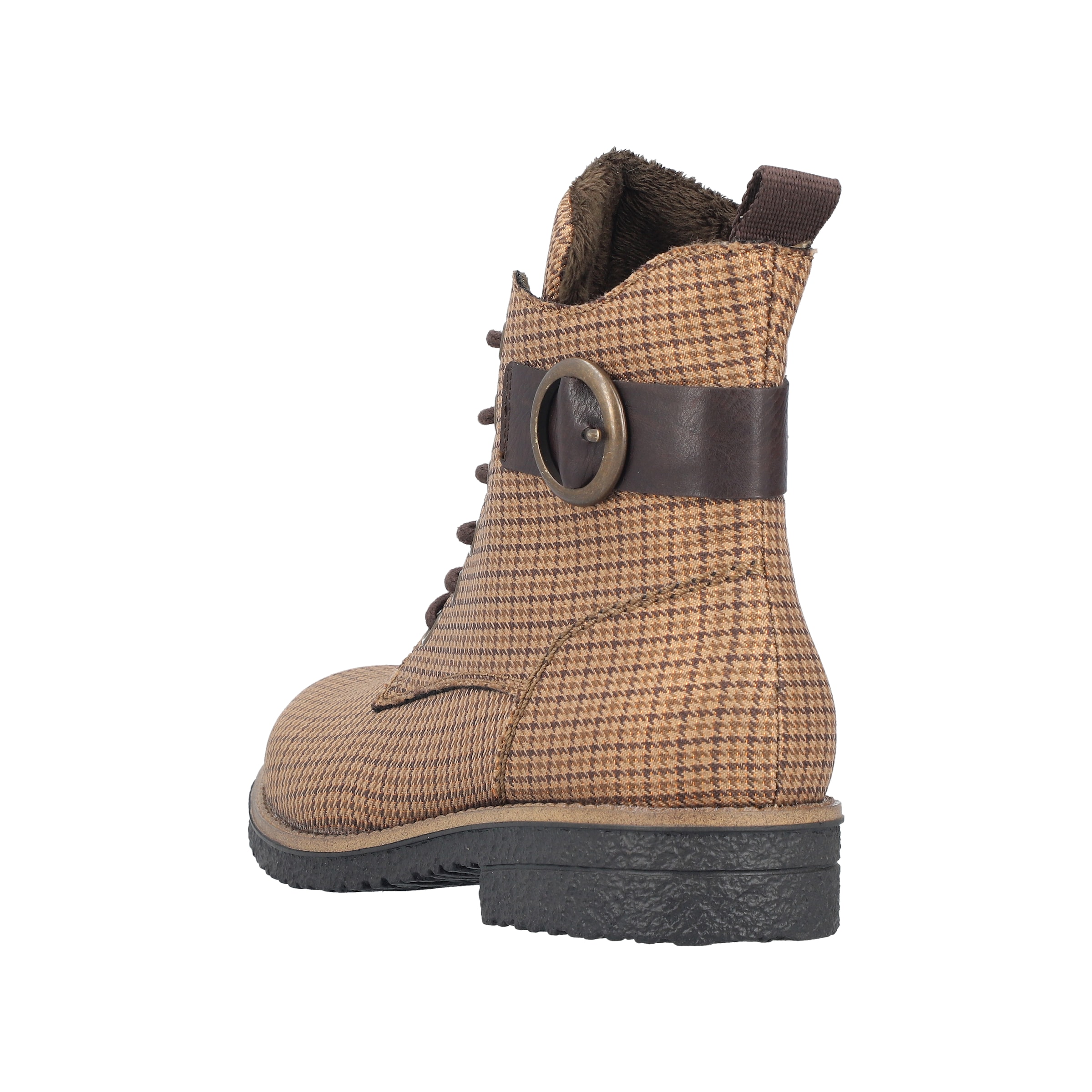 Rieker Schnürboots  Schnürstiefelette in Karo-Optik, mit Zierschnalle und Glitzerdetails