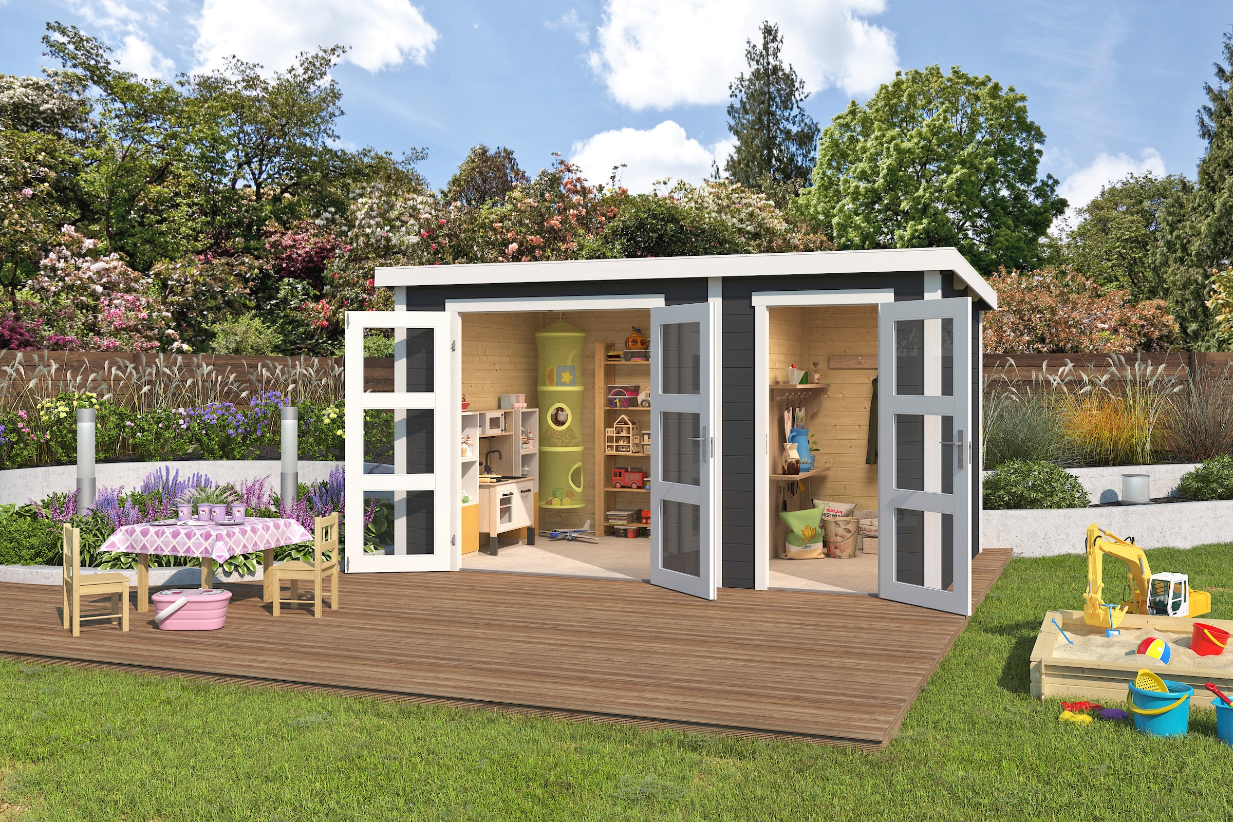 LASITA MAJA Gartenhaus "Zambezi XL" Blockbohlenhaus 28mm 2-Raum