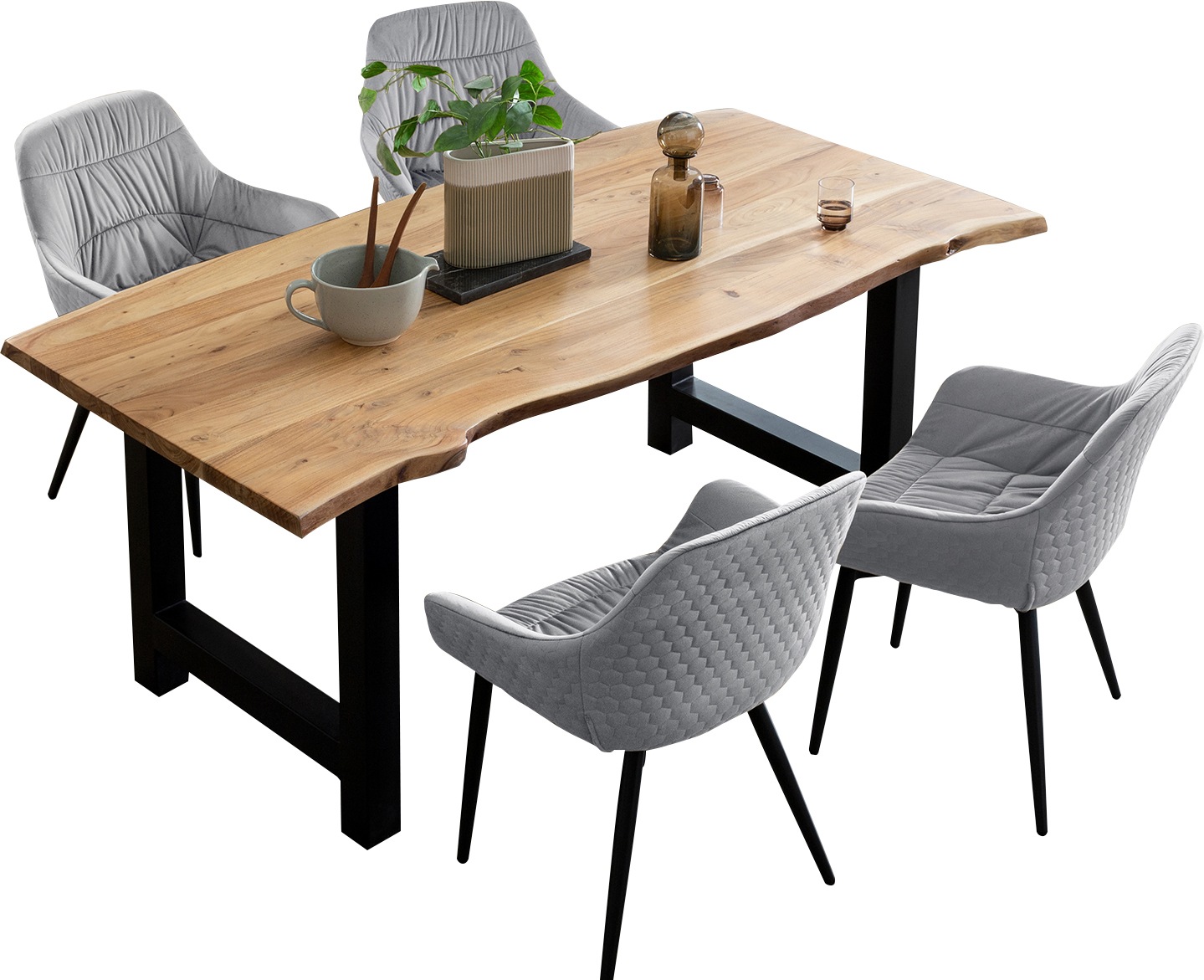 SalesFever Essgruppe "Esszimmerausstattung aus Holz und Metall" Set, 5 Stk. günstig online kaufen