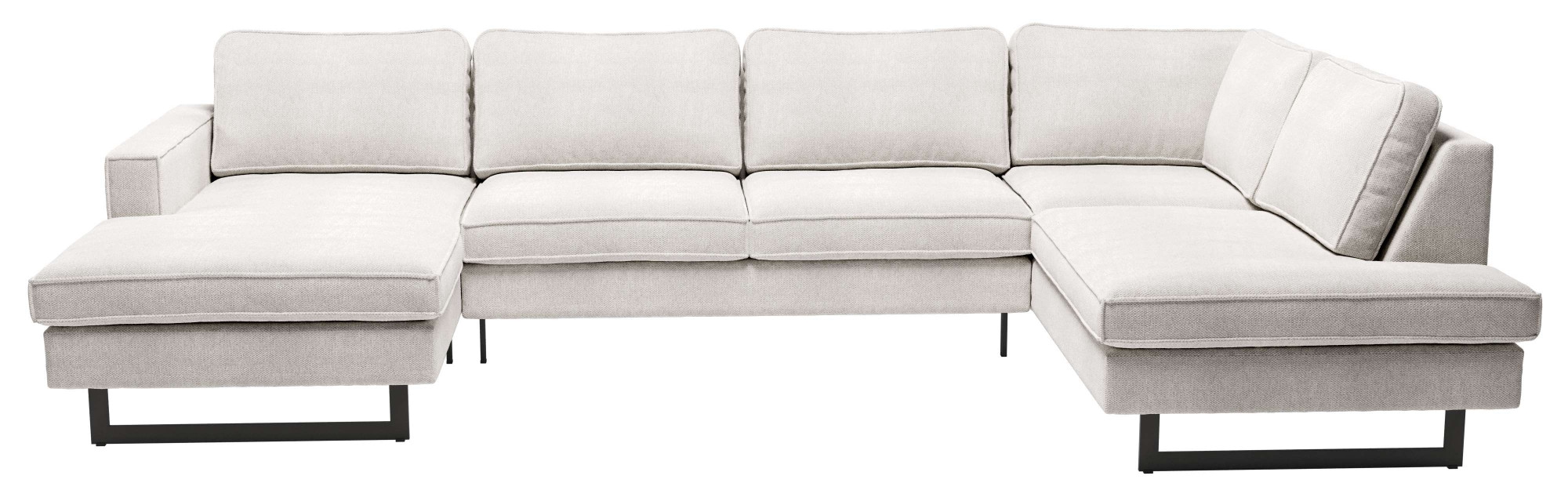 Places of Style Wohnlandschaft »Pinto, 350 cm, U-Form, XXL, mit Ottomanen«, Cord, Chenille, Lederoptik, mit Keder, Metallfüße, Wellenunterfederung
