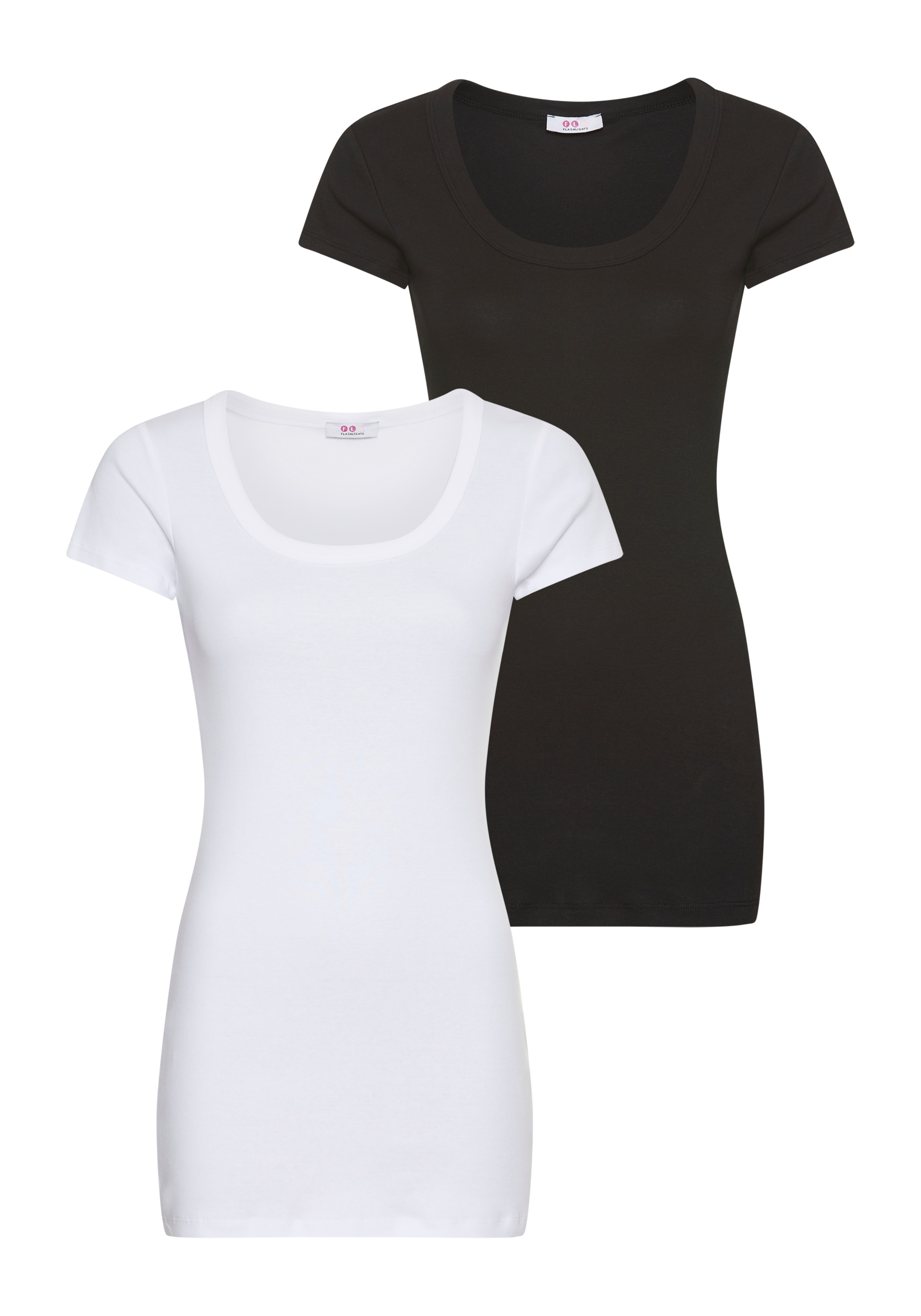 Flashlights T-Shirt 2er-Pack, figurbetonter Schnitt, unifarben, Rundhalsaus günstig online kaufen