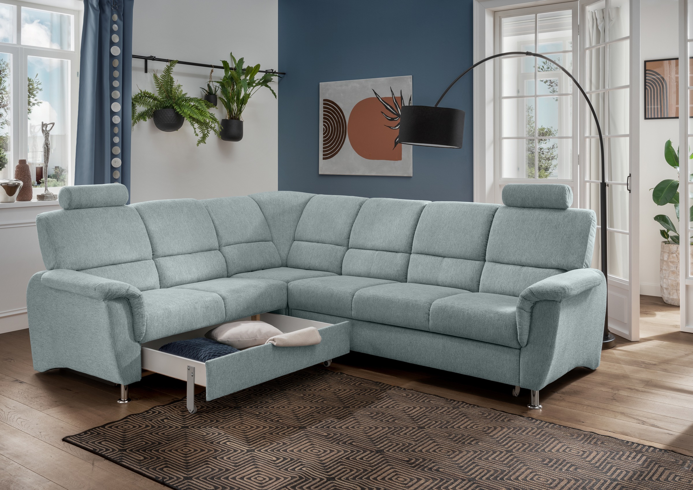 Home affaire Ecksofa "Pisa L-Form, mit Schlaffunktion, Stauraum, 2x höhenve günstig online kaufen