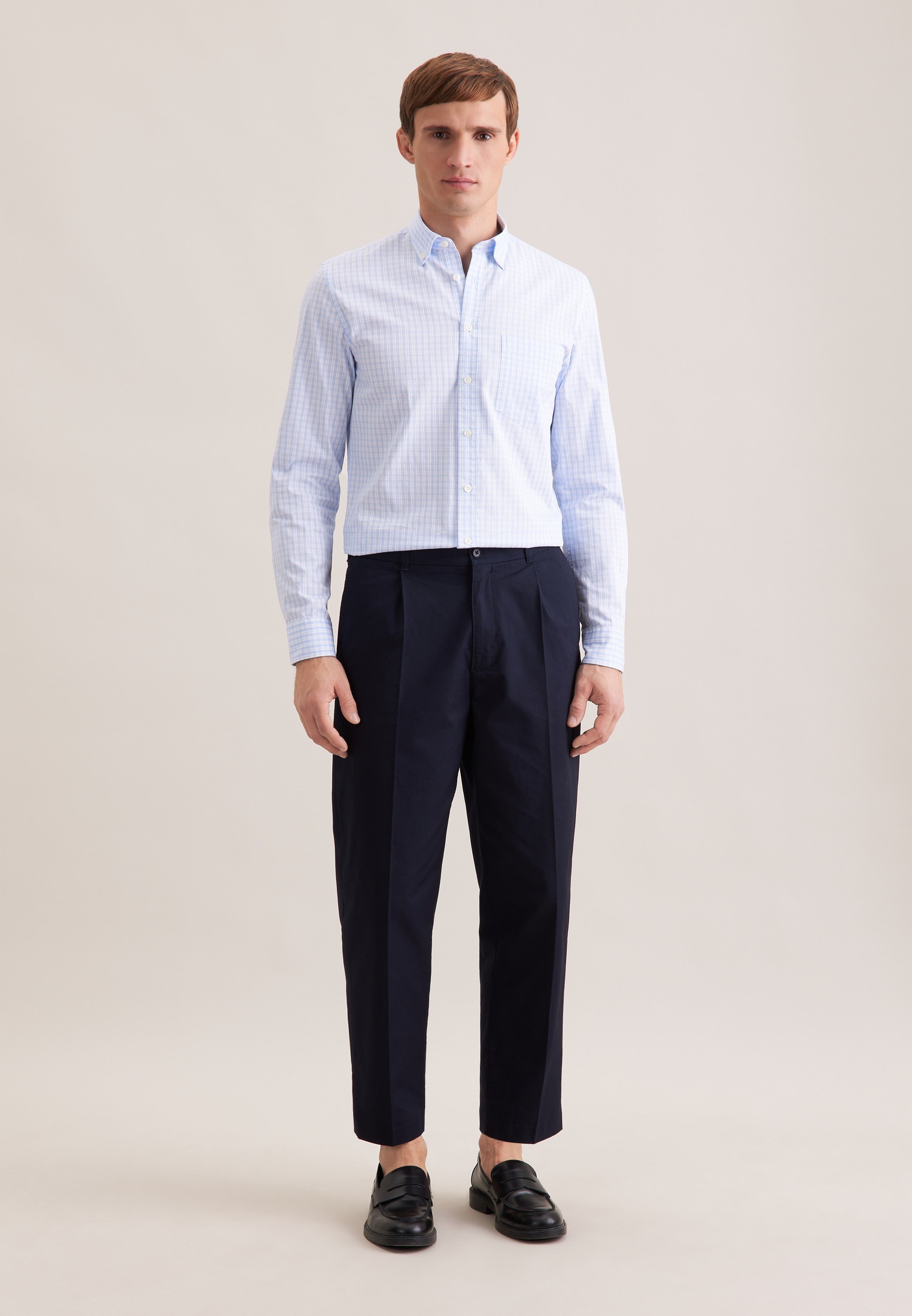 seidensticker Businesshemd Slim 1/1 Button-Down-Kragen Karo
