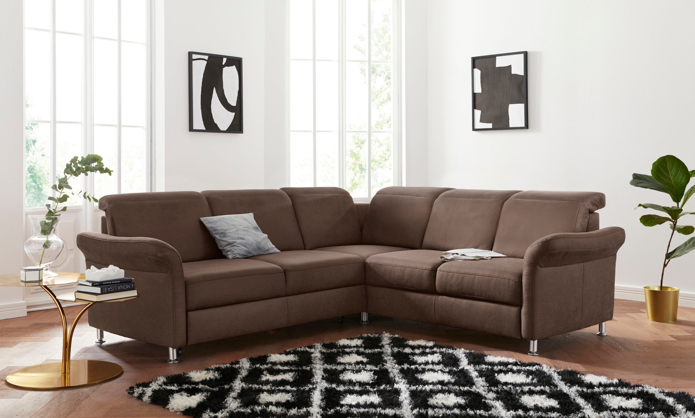sit&more Ecksofa "Darwin L-Form" inklusive Federkern, wahlweise mit Kopfteilverstellung, Schlaffunktion