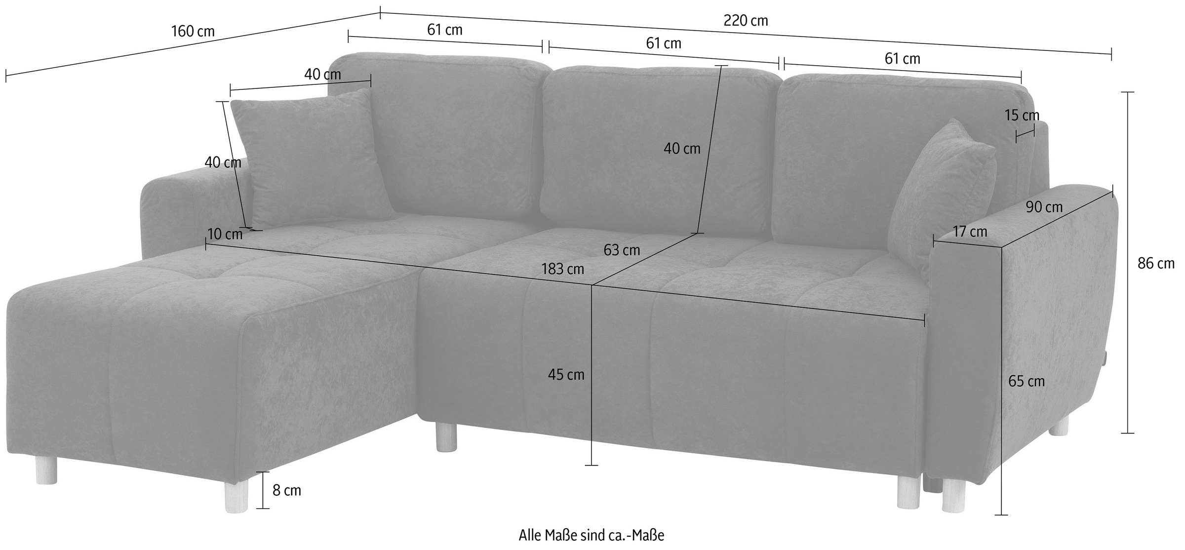 Home affaire Ecksofa »Scania L-Form« wahlweise mit Bettfunktion und Bettkasten
