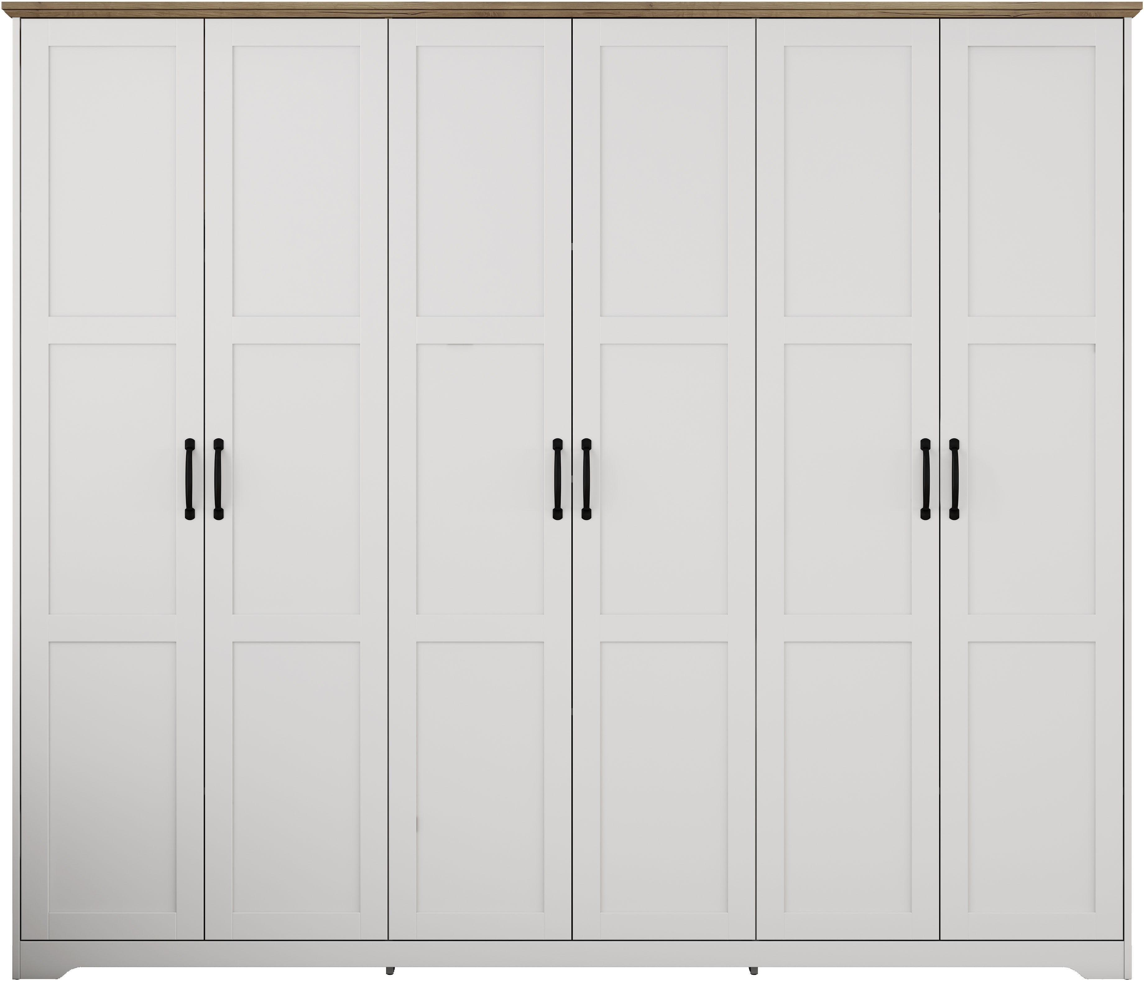 OTTO home Kleiderschrank "Emmilia Schrank Schlafzimmerschrank im Landhaus Design" Mit vielen Einlegeböden und Softclose, Landhaus Schrank mit 6 Türen Breite 226,5cm Höhe 2m