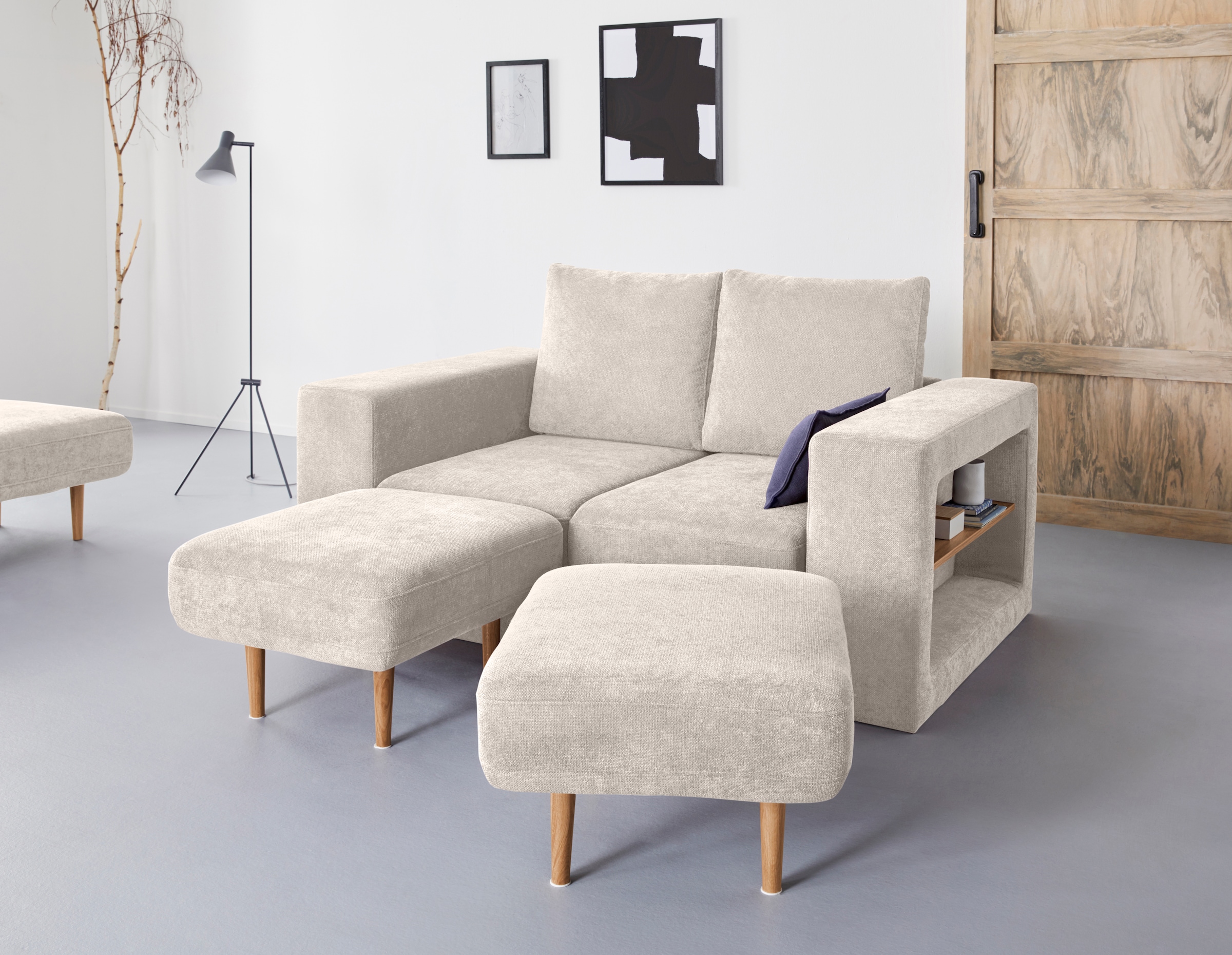 LOOKS by Wolfgang Joop 2-Sitzer "Looksvb", Verwandlungssofa: aus Sofa wird Sofa mit 2 Hockern, mit Regalfunktion