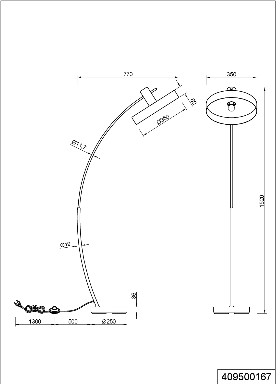 TRIO Leuchten Stehlampe »GAYA, Stehleuchte mit Fußschalter«, E27, 1 St