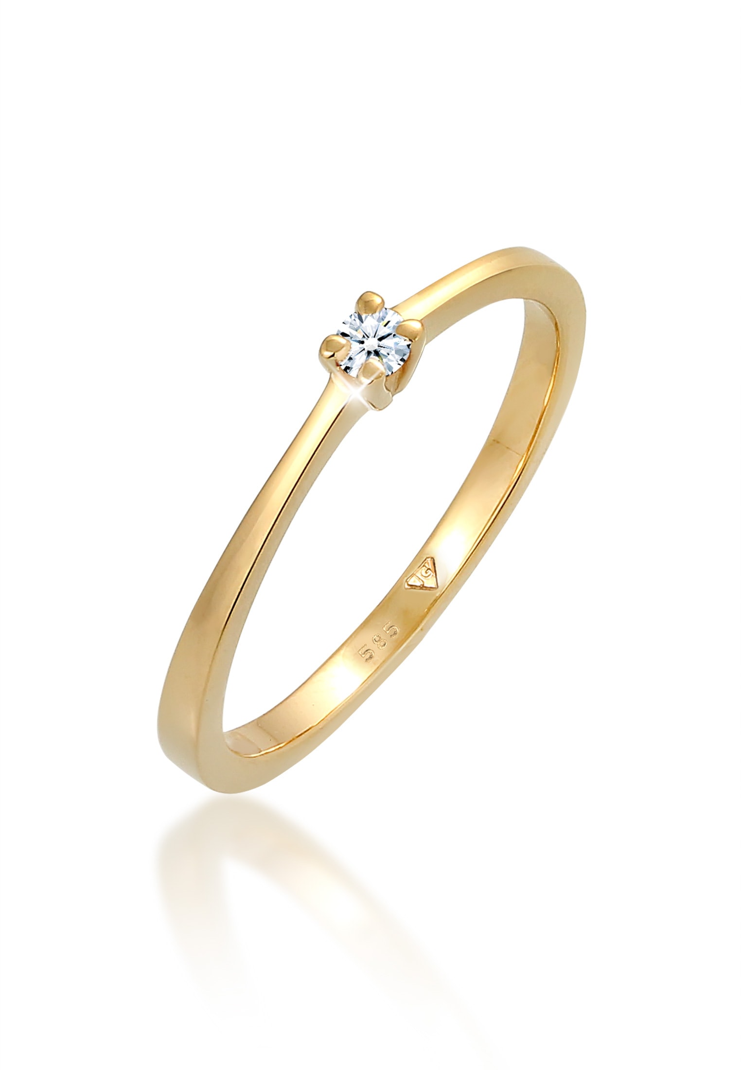ELLI DIAMONDS Damen Verlobungsring "Ring Diamant Weiß Brillantschliff (0.11 ct) 585 Gelbgold", 54, Gelbgold 585, weiß, Gelbgold 585, Fingerringe