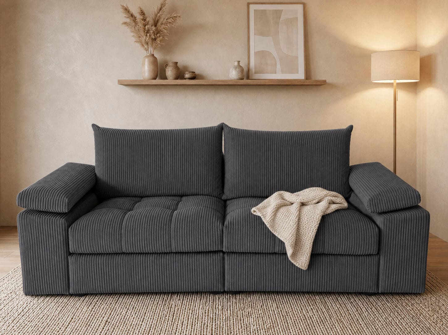 OTTO home Big-Sofa »Soft&Cosy Pik XL, B: 246 cm, Mega Sofa in Cord« Lounge-Komfort mit edler Sitzsteppung, Federkern