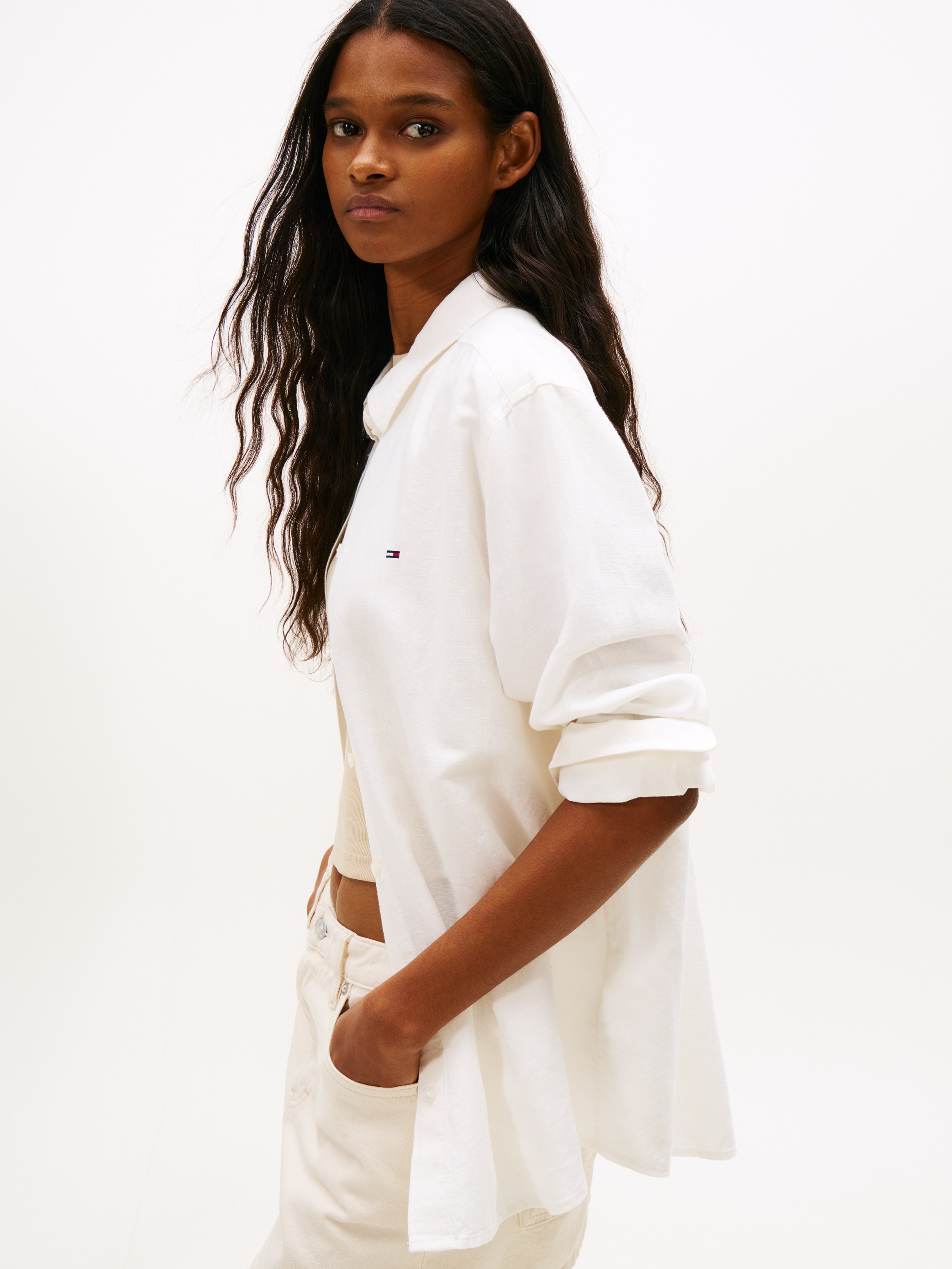 Tommy Jeans Hemdbluse "TJW RLX LINEN SHIRT" mit zeitlosem Design, Leinen-Mi günstig online kaufen