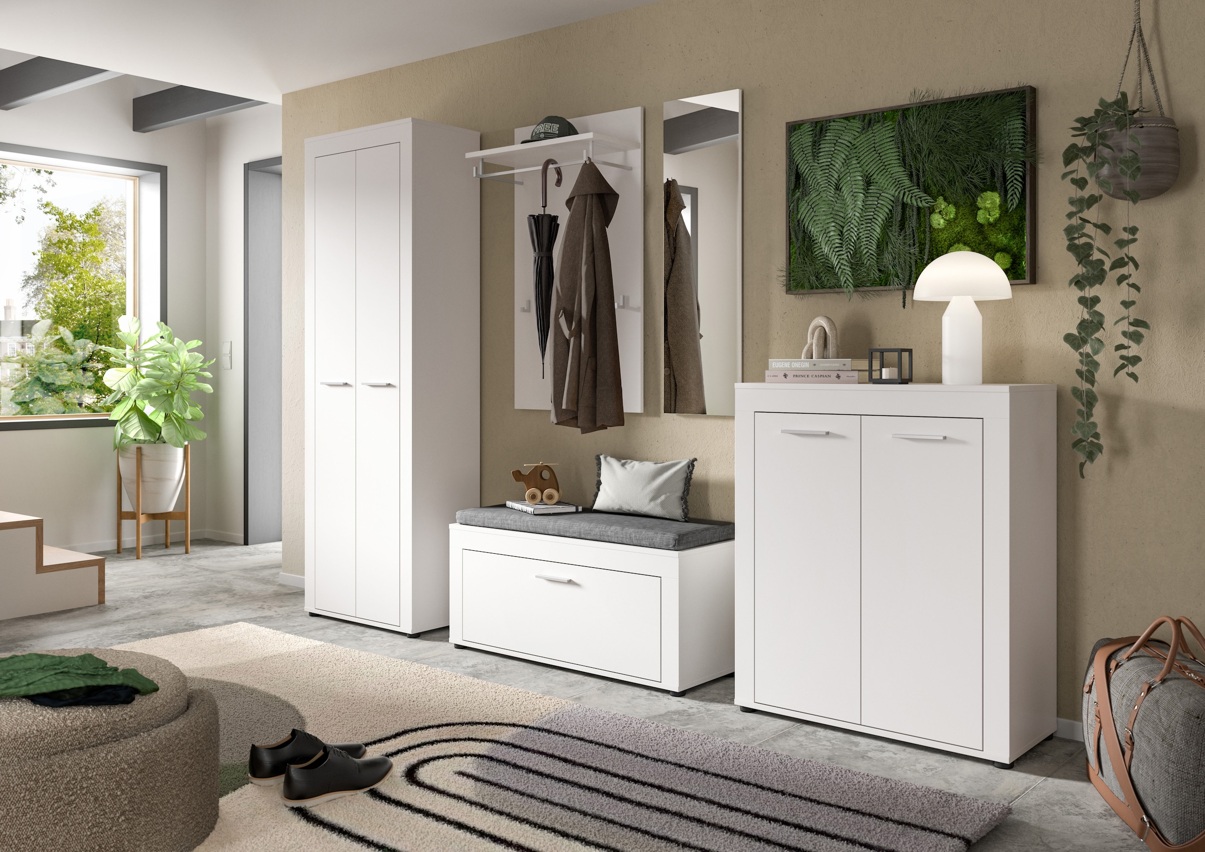 INOSIGN Sitzbank »Aosta Sitzbank«, (2 St.), Sitzbank inkl. Sitzkissen, Fur, Diele, Garderobe