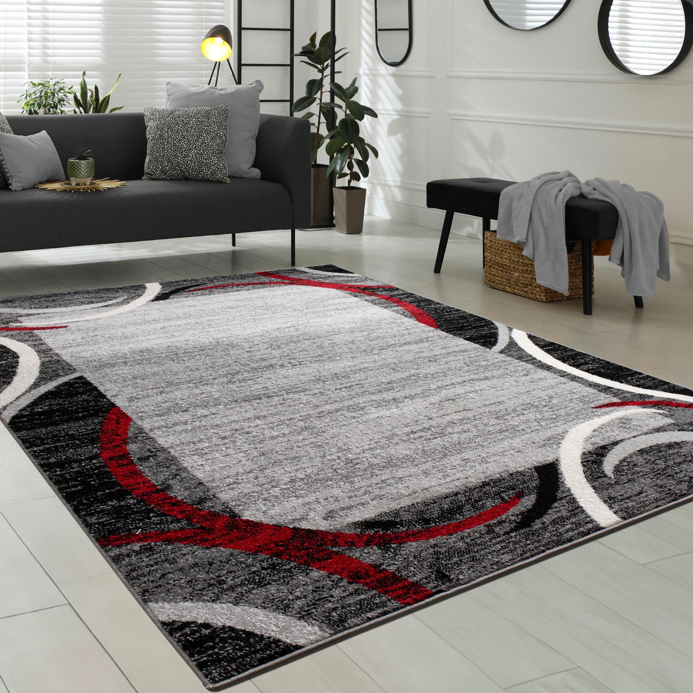Teppich PACO HOME "Sinai 059", rot, B:120cm H:13mm L:170cm, Kunstfaser, Teppiche, Teppich, Kurzflor, modernes Design, mit Bordüre, Kundenliebling