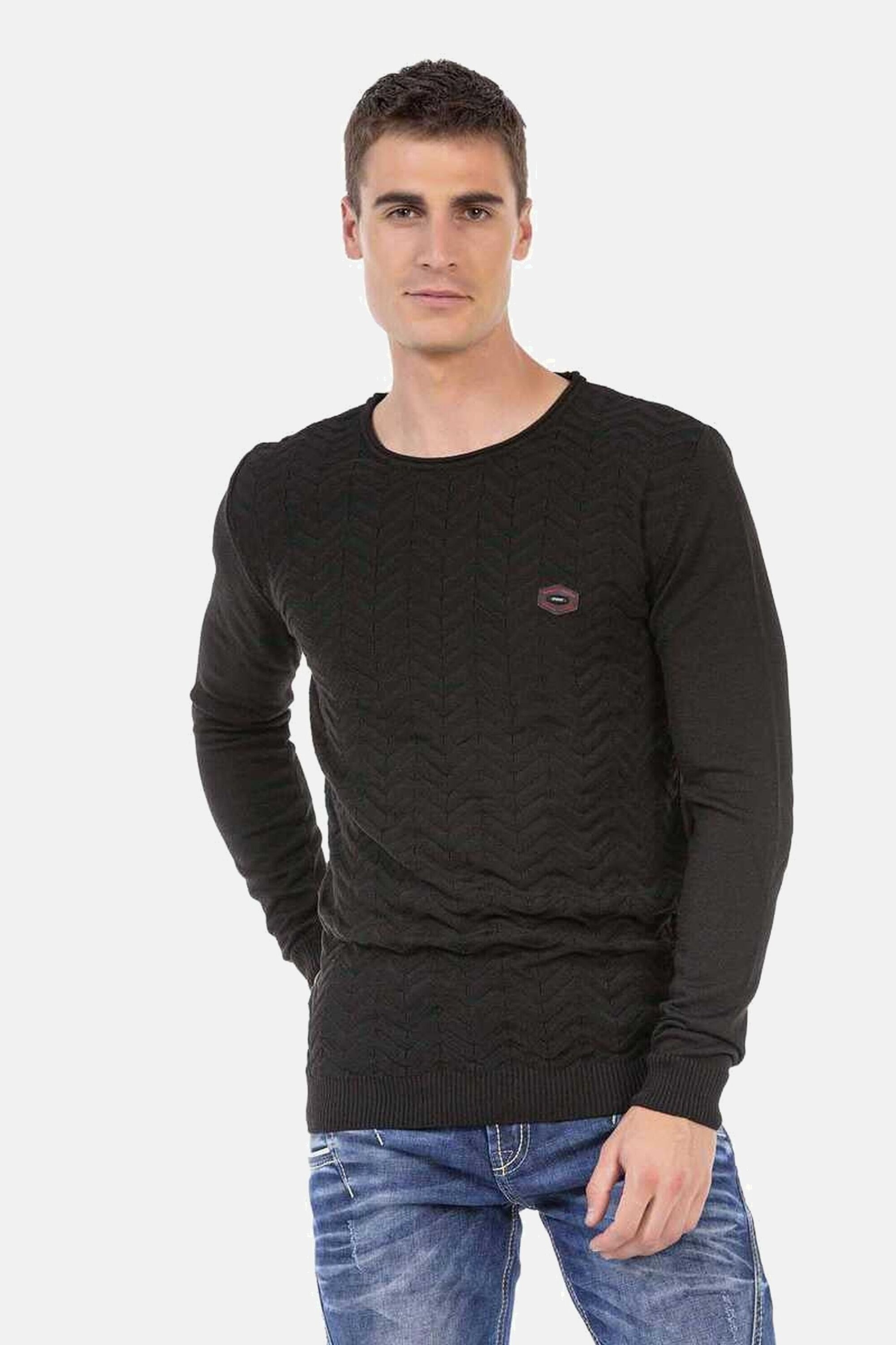 Cipo & Baxx Rundhalspullover "Pullover", (1 tlg.), mit Zopfmuster, CP240 günstig online kaufen