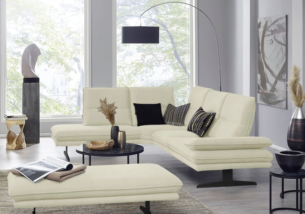 W.SCHILLIG Ecksofa "broadway, Designsofa, toller Sitzkomfort, zeitlos, elegant, L-Form" Sitztiefenverstellung, Kopfteil- & Seitenteilverstellung, Breite 284cm
