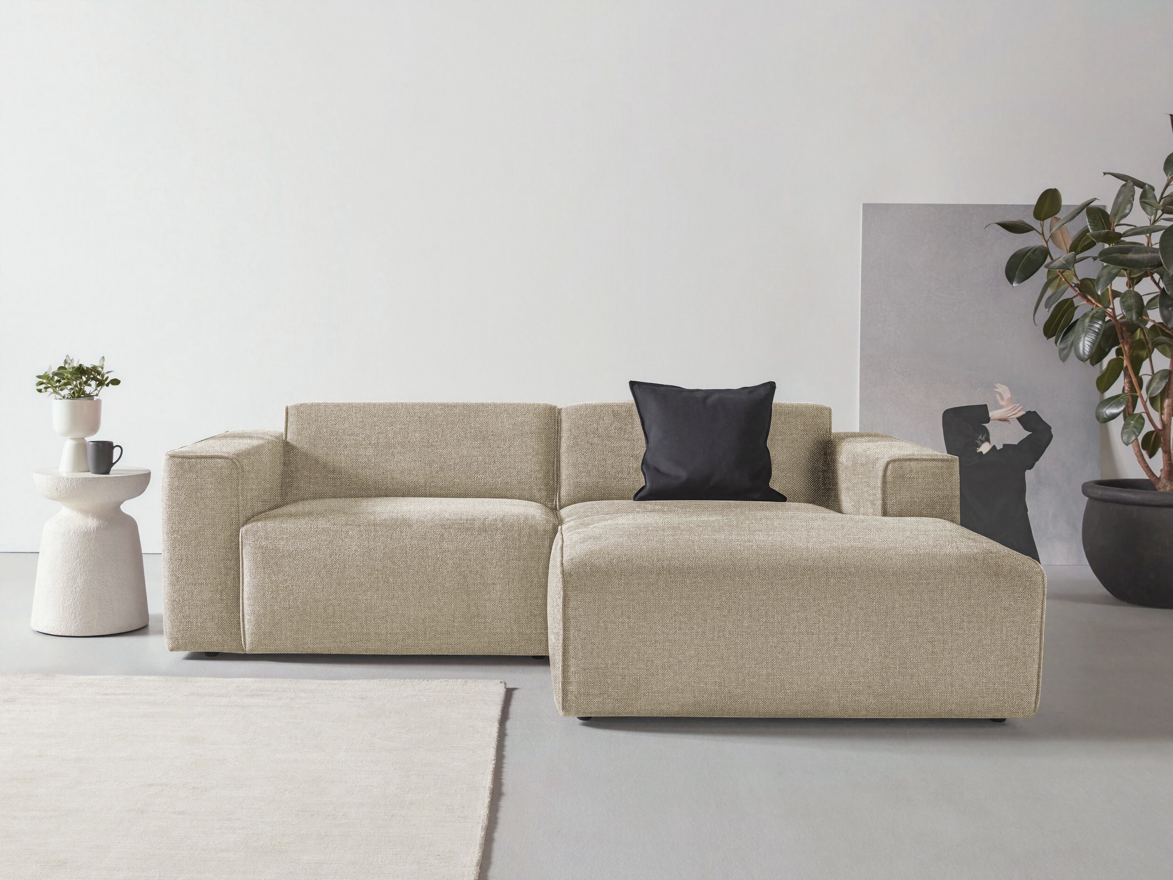 Ecksofa »Noord«, mit Kedernaht, Breite 234 cm, Cord, Struktur, Webstoff