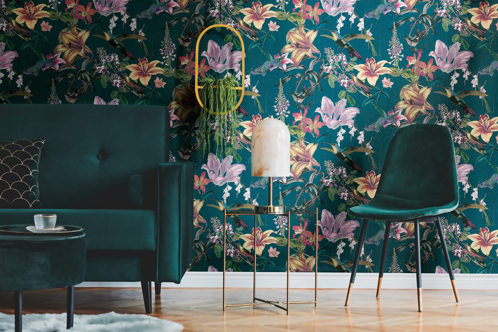 Architects Paper Vliestapete »Jungle Chic«, floral-botanisch-tropisch, Vogeltapete Tapete Blumen Tapeten Wohnzimmer Schlafzimmer Küche Design