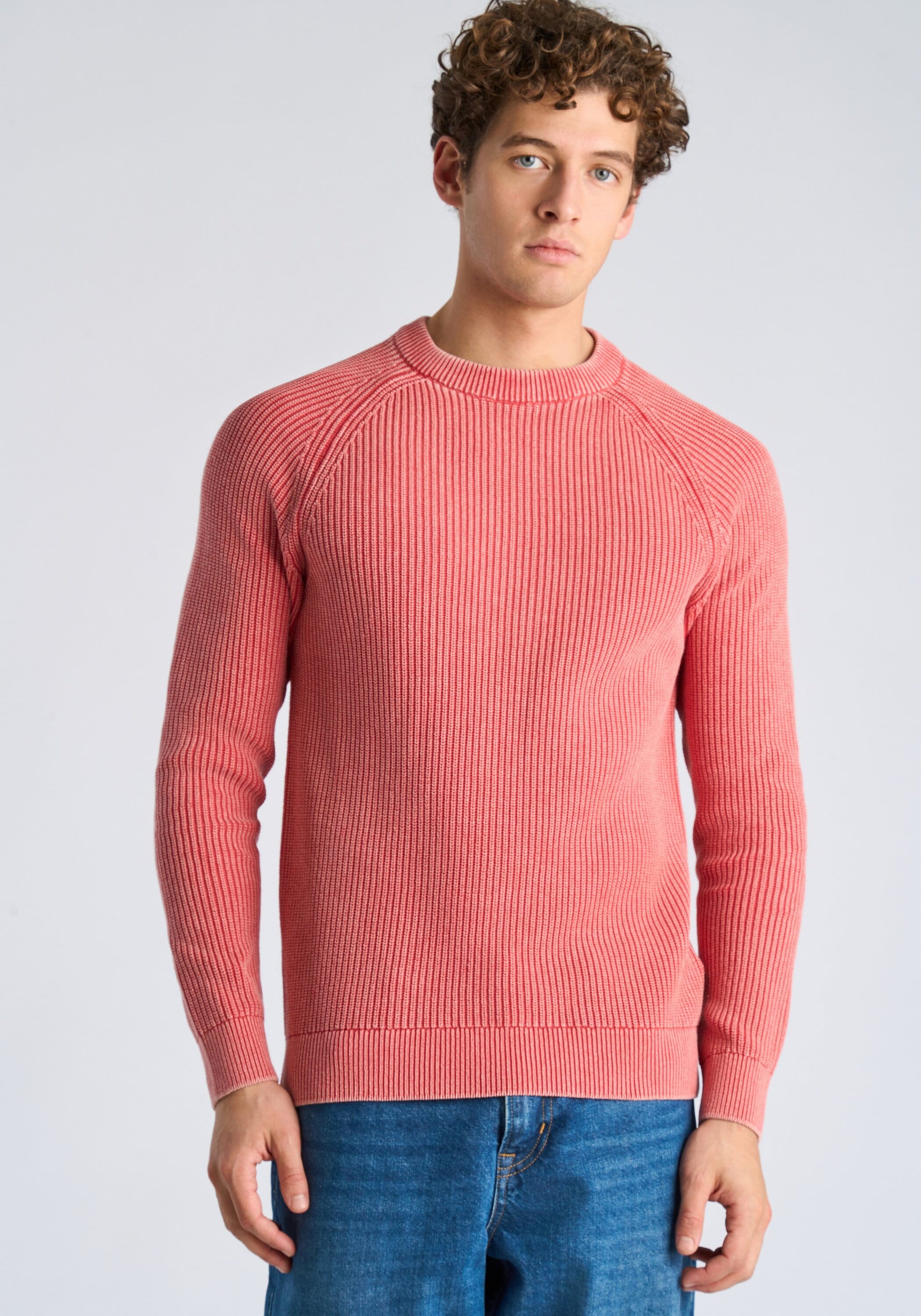 Strickpullover LINDBERGH "Strickpullover Relaxed Fit", Herren, Gr. S, pink, Obermaterial: 60% Baumwolle, 40% Polyester, unifarben, Rundhals, Pullover Strickpullover