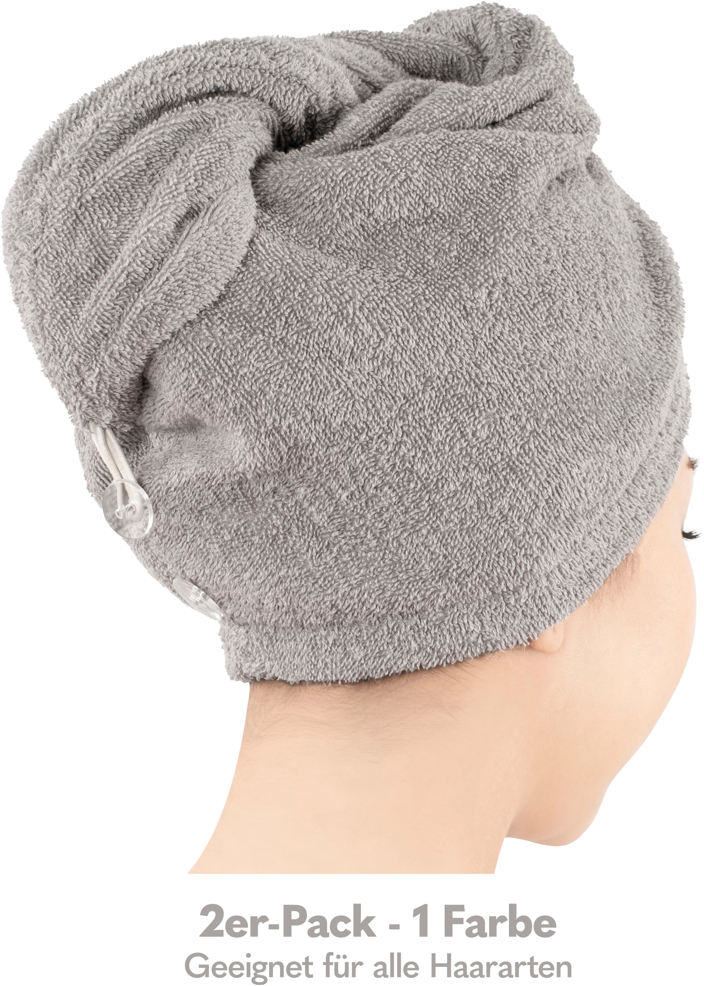 HAMMETEX Turban-Handtuch »2er Set Haarturban Damen, 100% Baumwolle, Flauschig & Schnelltrocknend«, (Set, 2 St., 2), Uni-Farben, weich