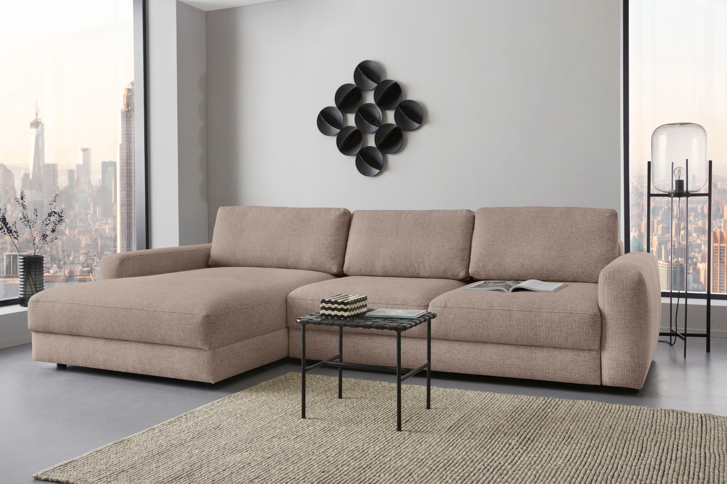 Places of Style Ecksofa »Bloomfield, L-Form«, wahlweise mit Bettfunktion und Bettkasten