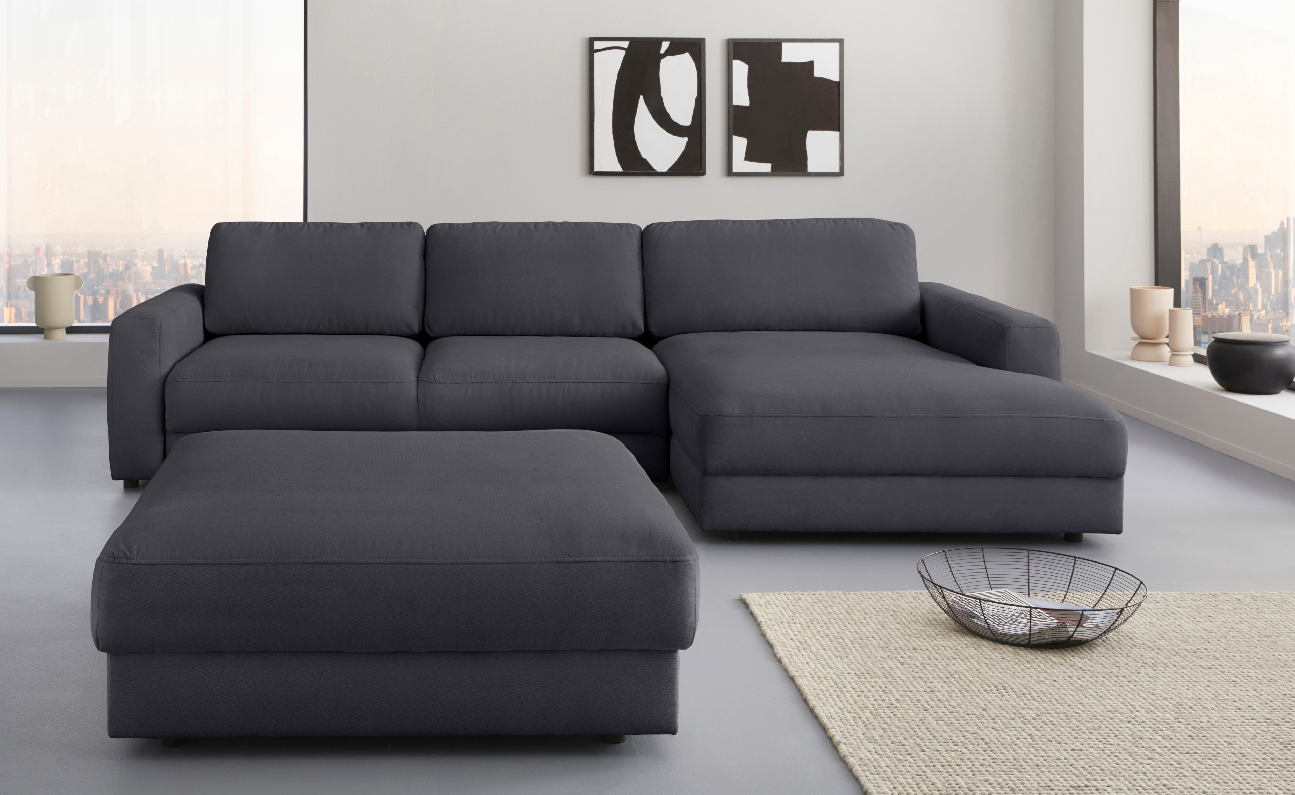 Home affaire Ecksofa "Bloomfield, bequem und elegant, Breite 303cm, L-Form" wahlweise mit Bettfunktion und Bettkasten, Unser Dauertiefpreis
