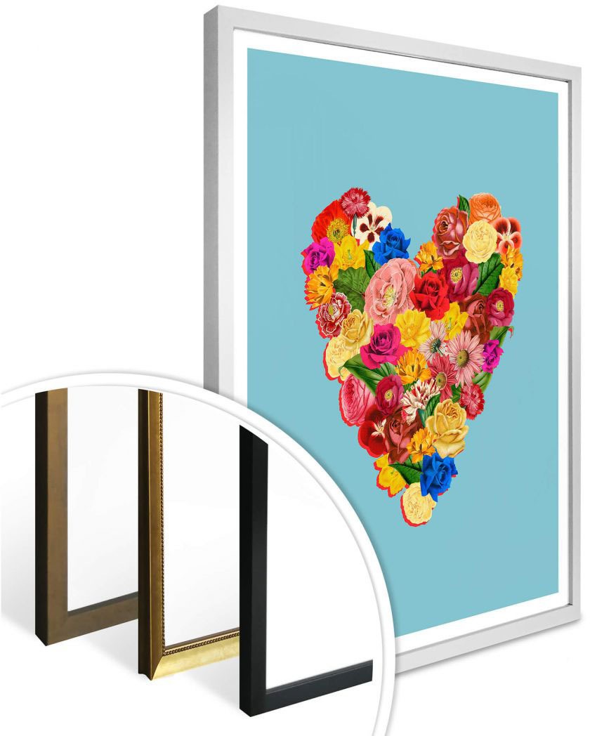 Wall-Art Poster »Blumen Herz«, Herz, | BAUR bestellen (1 St.)