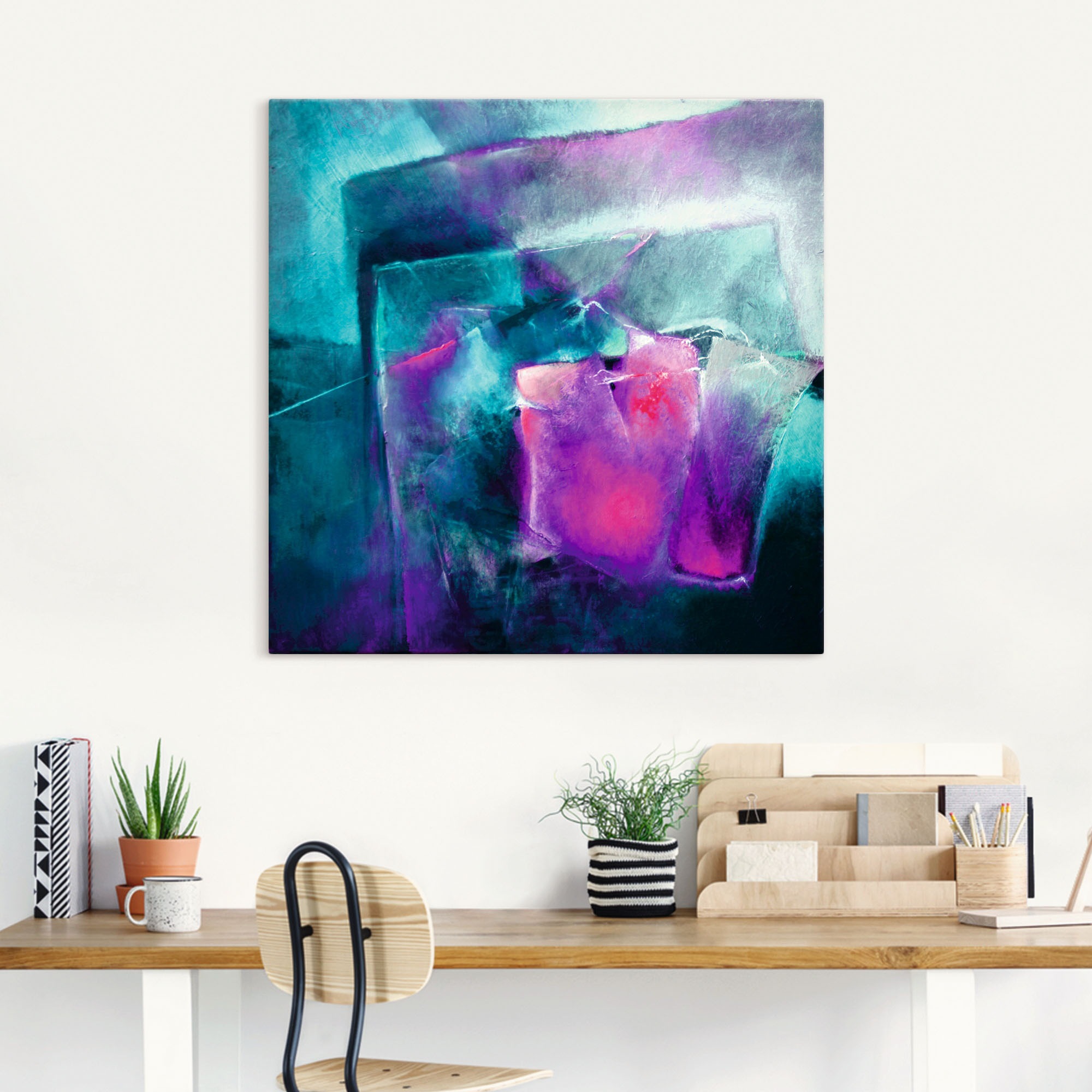 Artland Leinwandbild »Türkis und Magenta II«, Muster, (1 St.), auf Keilrahmen gespannt